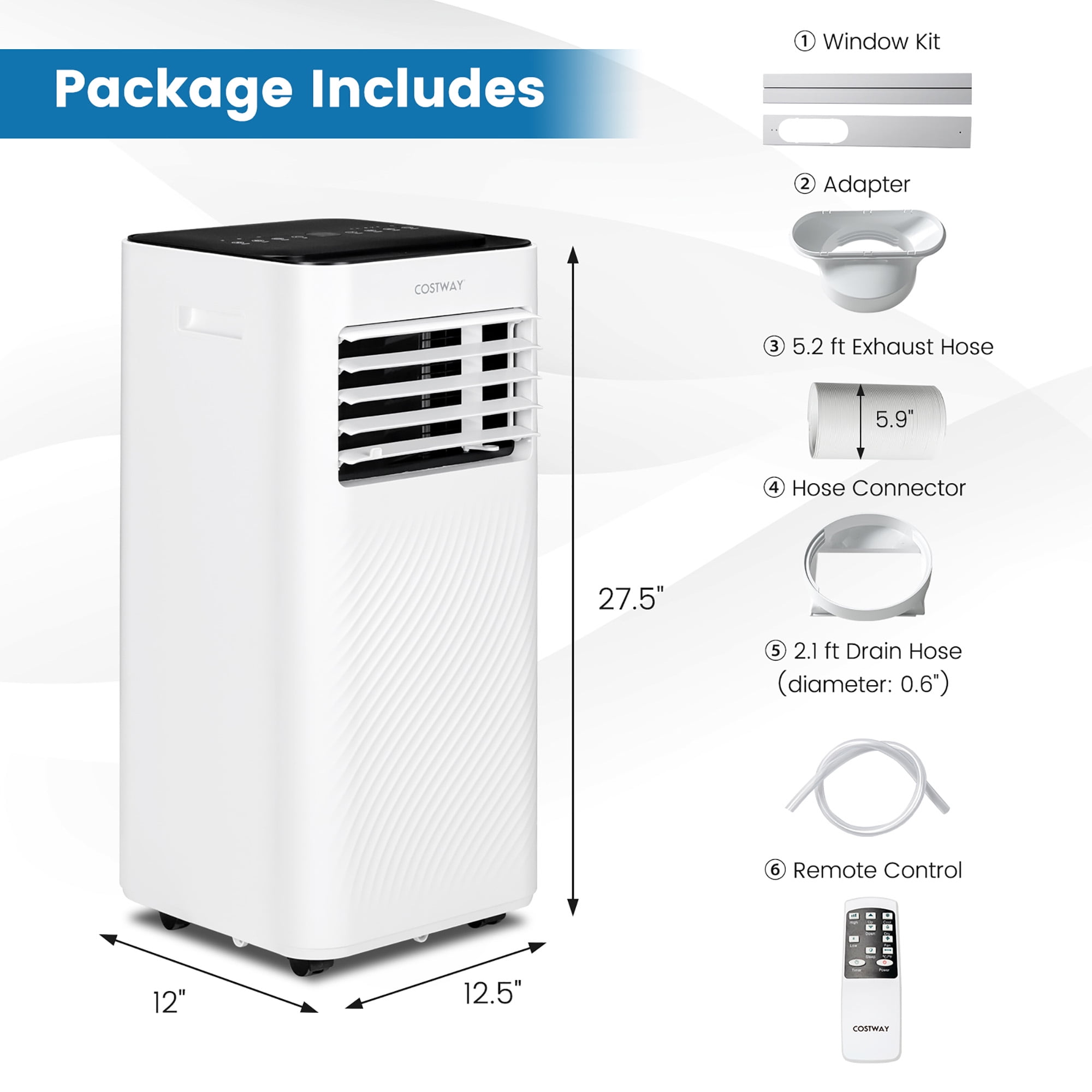Costway 5000 BTU (8000 BTU ASHRAE) Portable Air Conditioner 4-in-1 AC Unit with Cool Fan Dehum Sleep Mode - Image 5
