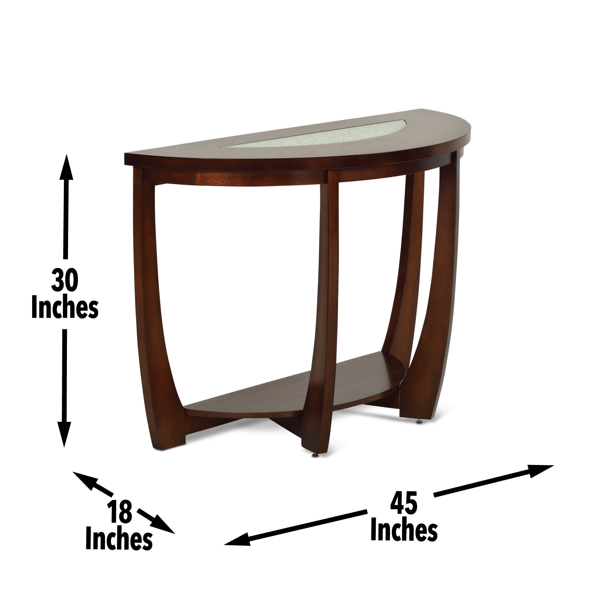 Rafael Sofa Table in Cherry Finish Wood with Cracked Glass Insert - Image 5
