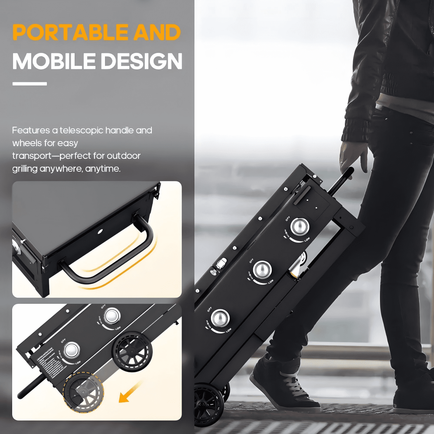 SUGIFT 36" 4-Burner Propane Gas Griddle, 60,000 BTU Flat Top Grill with Side Shelf for Outdoor BBQ & Camping - Image 6