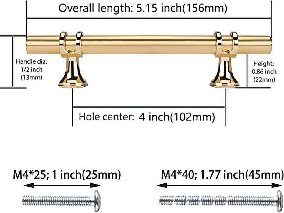 Homdiy 25Pack Gold Cabinet Pulls Brushed Brass Hardware Cabinet Handles Gold Drawer Pulls for Kitchen Cabinets, Dresser Drawers, 4inch Hole Center - Image 2