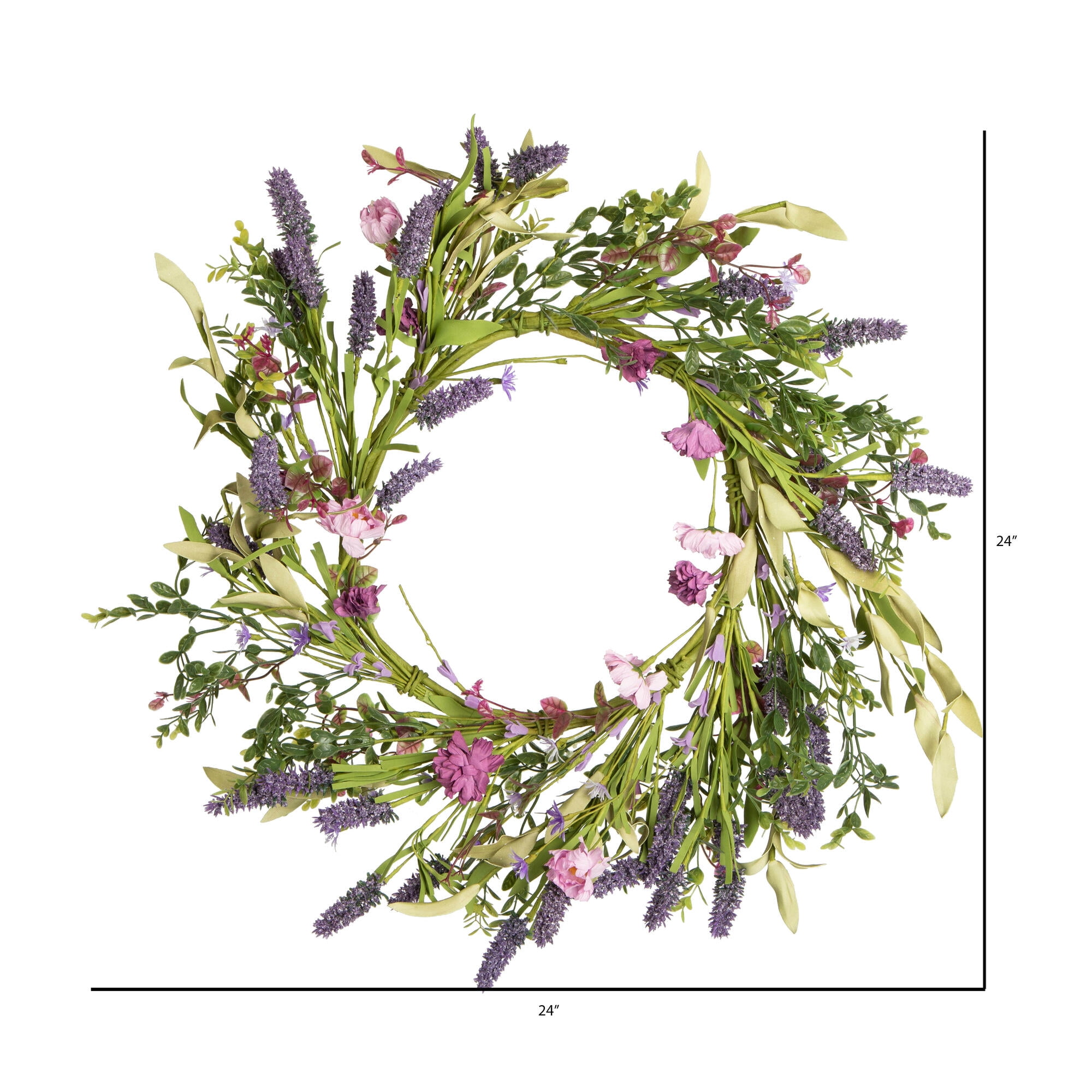 Vickerman 24" Artificial Purple Lilac Wild Flower Wreath. - Image 3