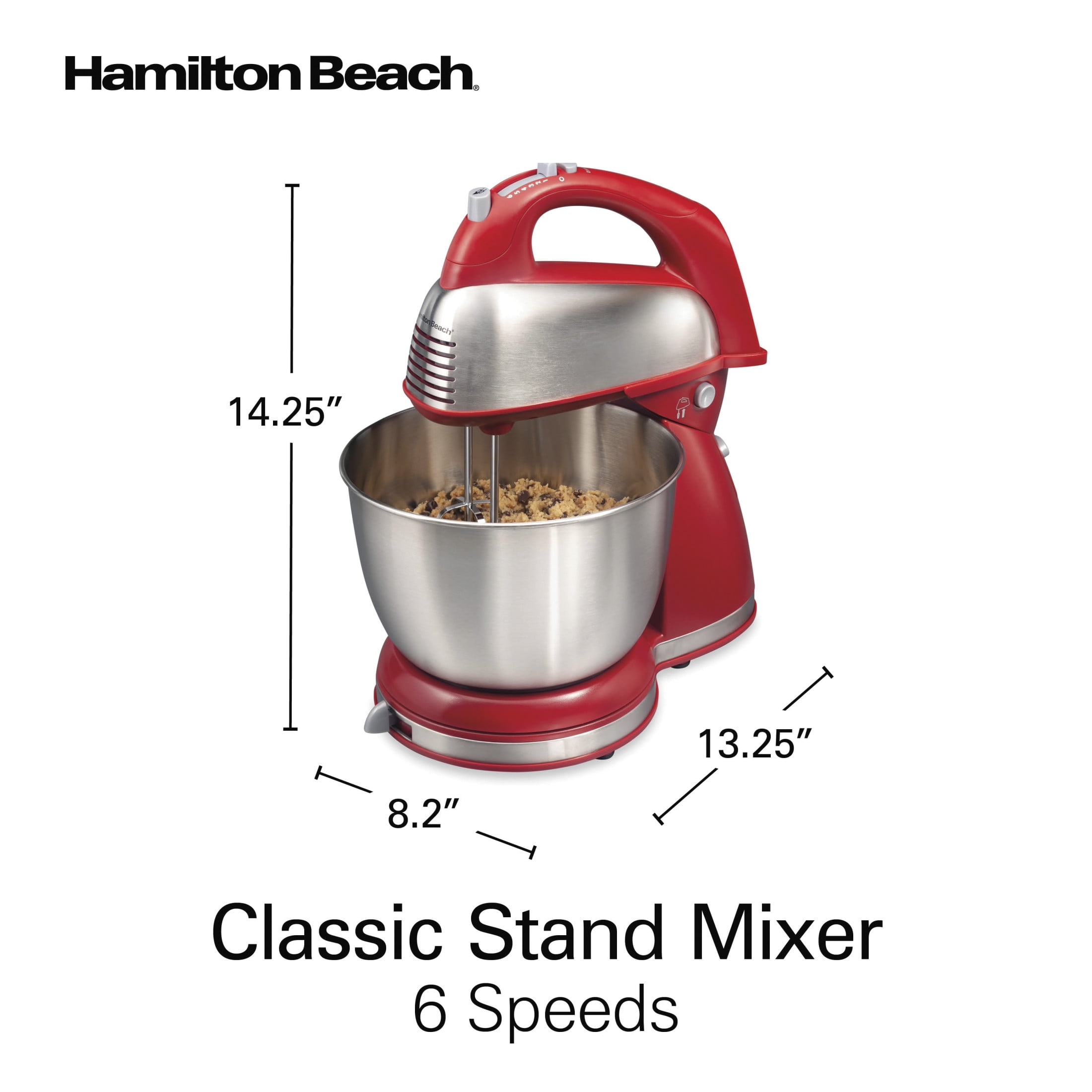 Hamilton Beach Classic Stand and Hand Mixer Combo for Kitchen, 4 Quart, 6 Speeds with Quick Burst, Red - Image 8