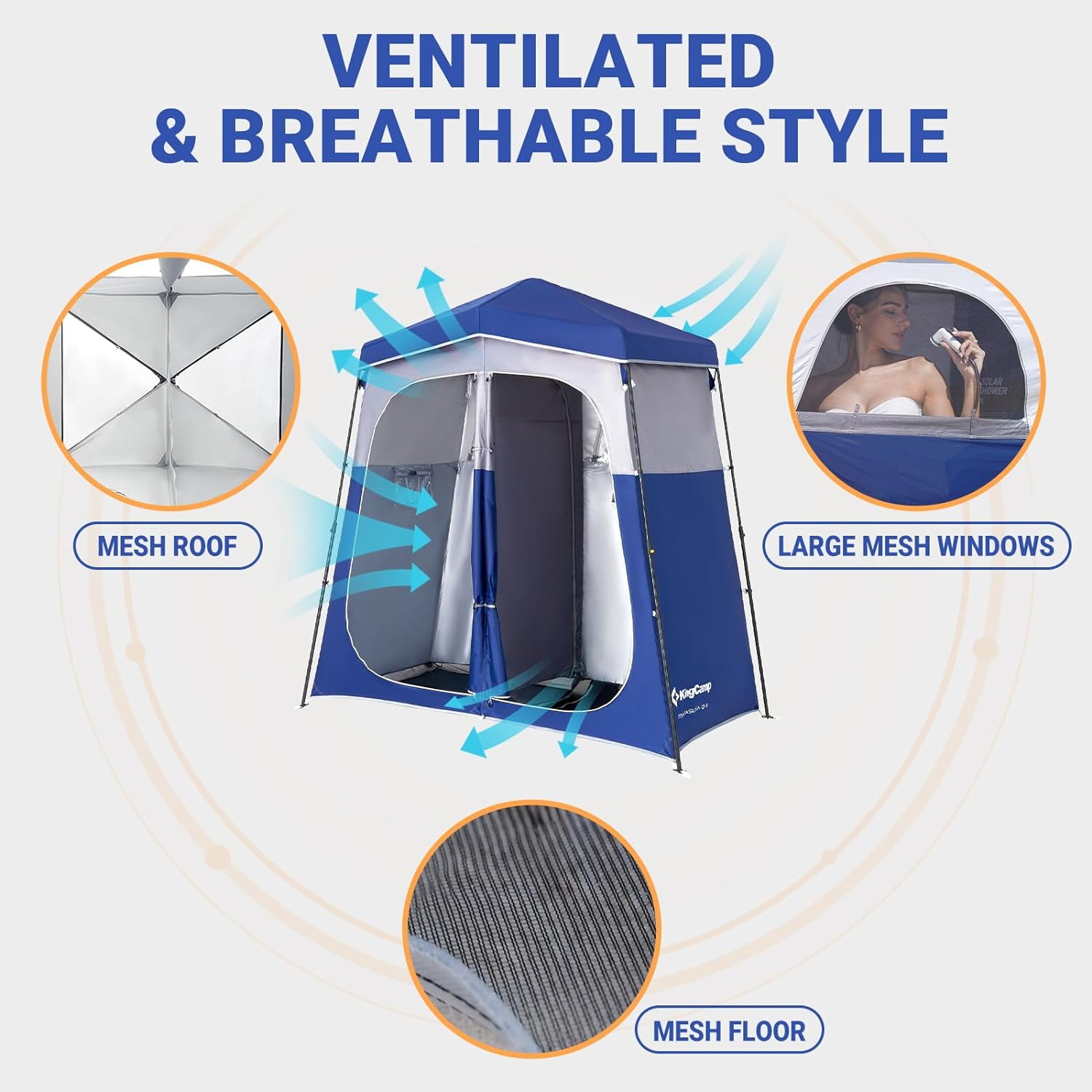 KingCamp 2 Rooms Camping Shower Tent, Oversize Privacy Tent with Carry Bag, Outdoor Weatherproof Portable Shelter, Instant Set Up for Camping Dressing Toilet Bathroom - Image 6
