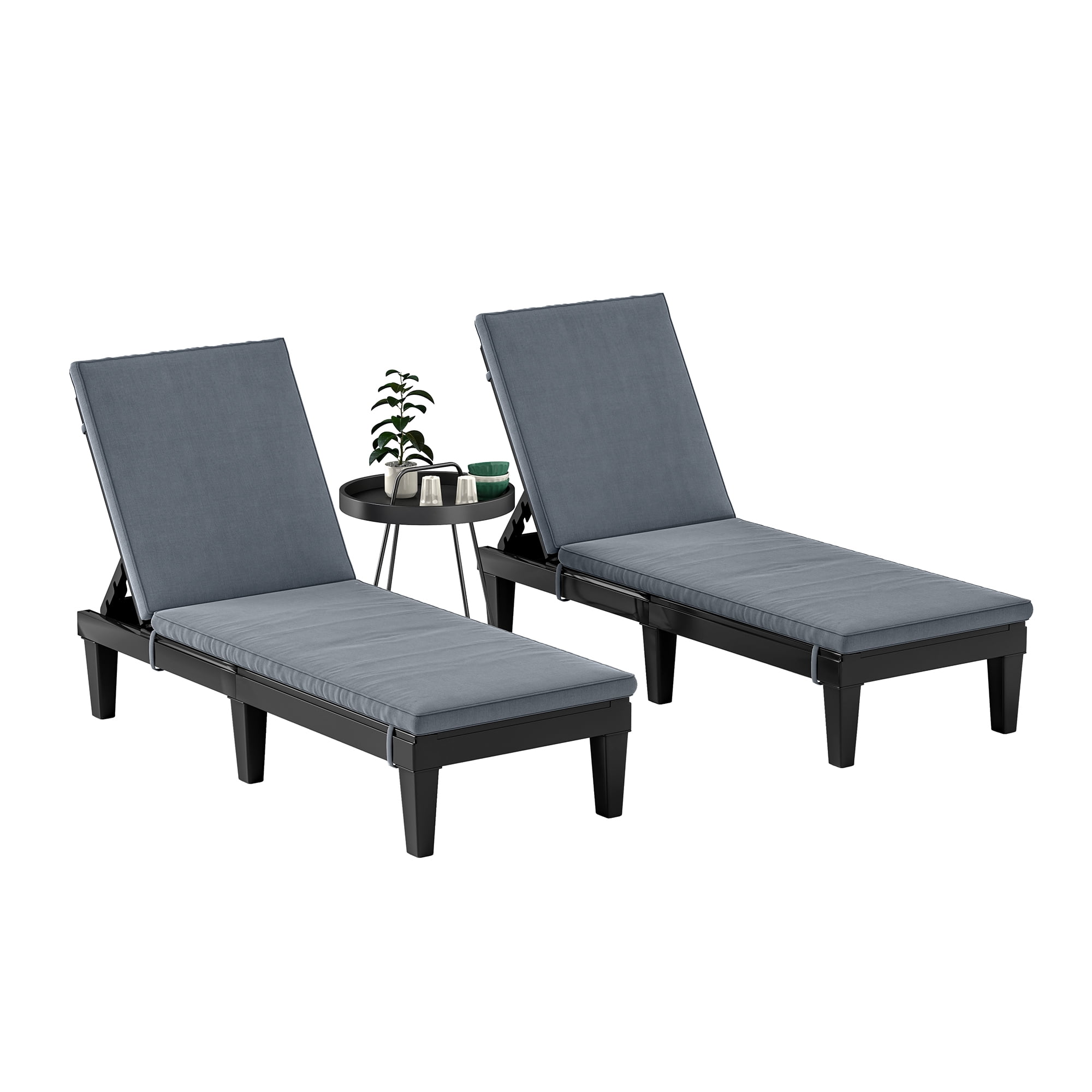 Dextrus Black Outdoor Wicker Loveseat, Double Seater with 3CM Gray Cushion, Polypropylene Resin, Faux Wood Grain - Image 8