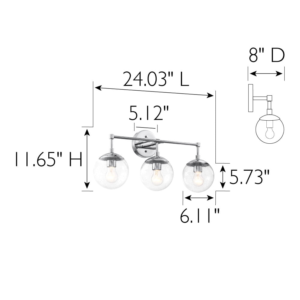 Design House Gracelyn Modern 3-Light Vanity Globe Light Fixtures, Polished Chrome - Image 3
