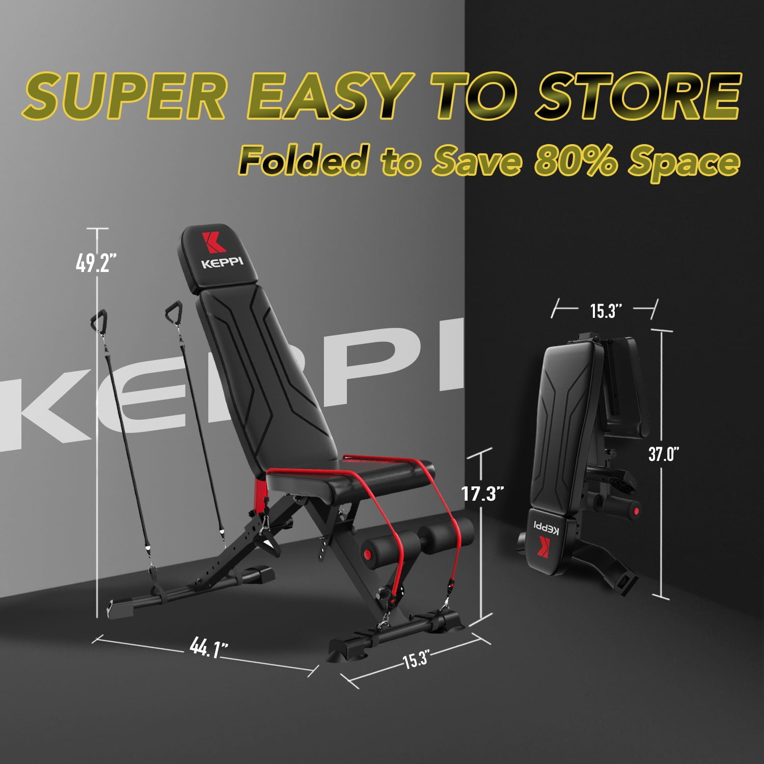 Keppi Adjustable Weight Bench for Full Body Strength Training, 900LB Foldable Workout Bench Press for Home Gym - Image 7
