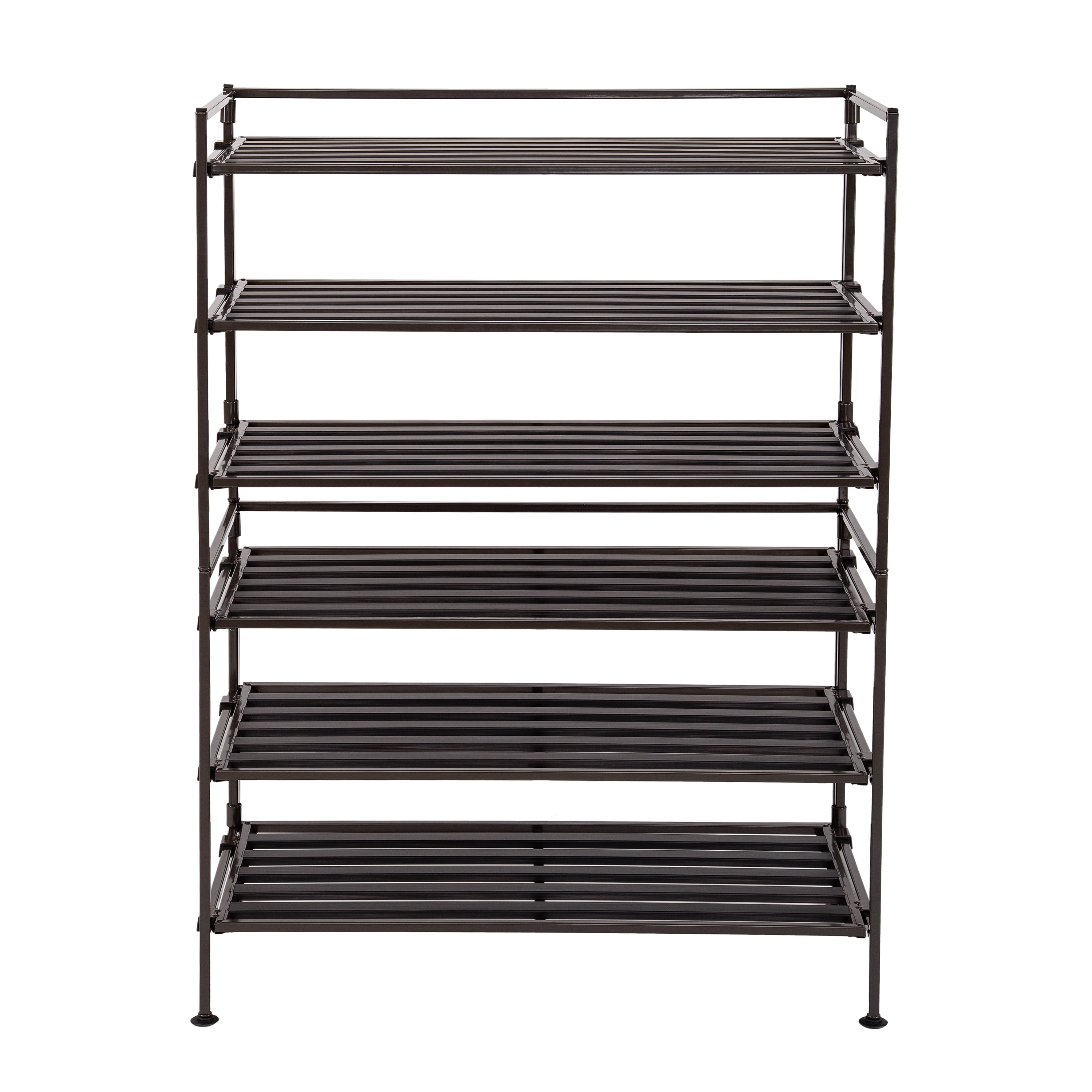 Seville Classics 3-Tiers Stackable 9-Pairs of shoes Resin Slat Sturdy Metal Frame Shoe Storage Rack Organizer, 2-Pack, Espresso - Image 6