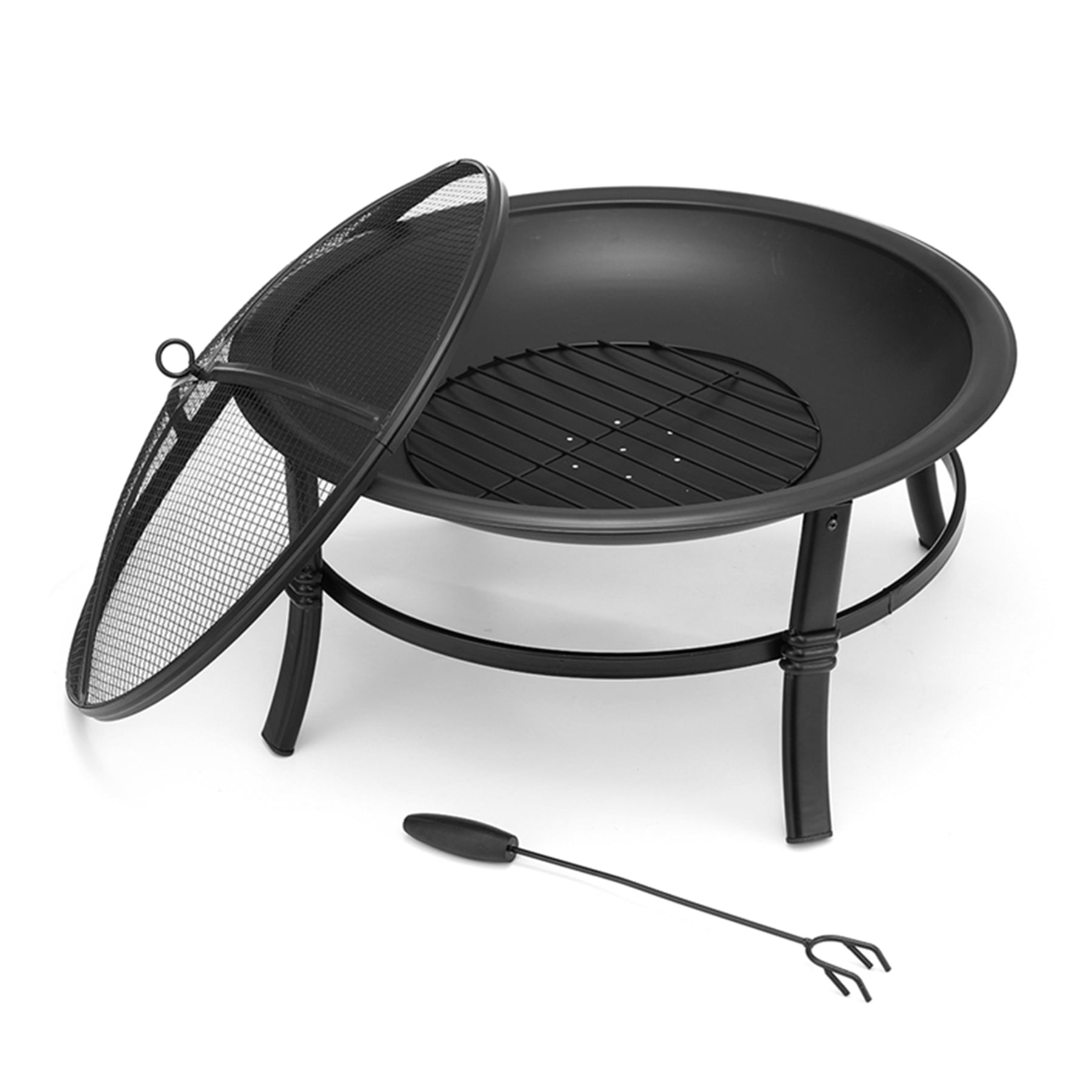 Singlyfire 26 inch Fire Pit for Outside Portable Fire Pit Wood Burning Small Fire Bowl for Camping Picnic Bonfire Patio Outside Backyard Garden Firepit with Log Grate, Poker - Image 7