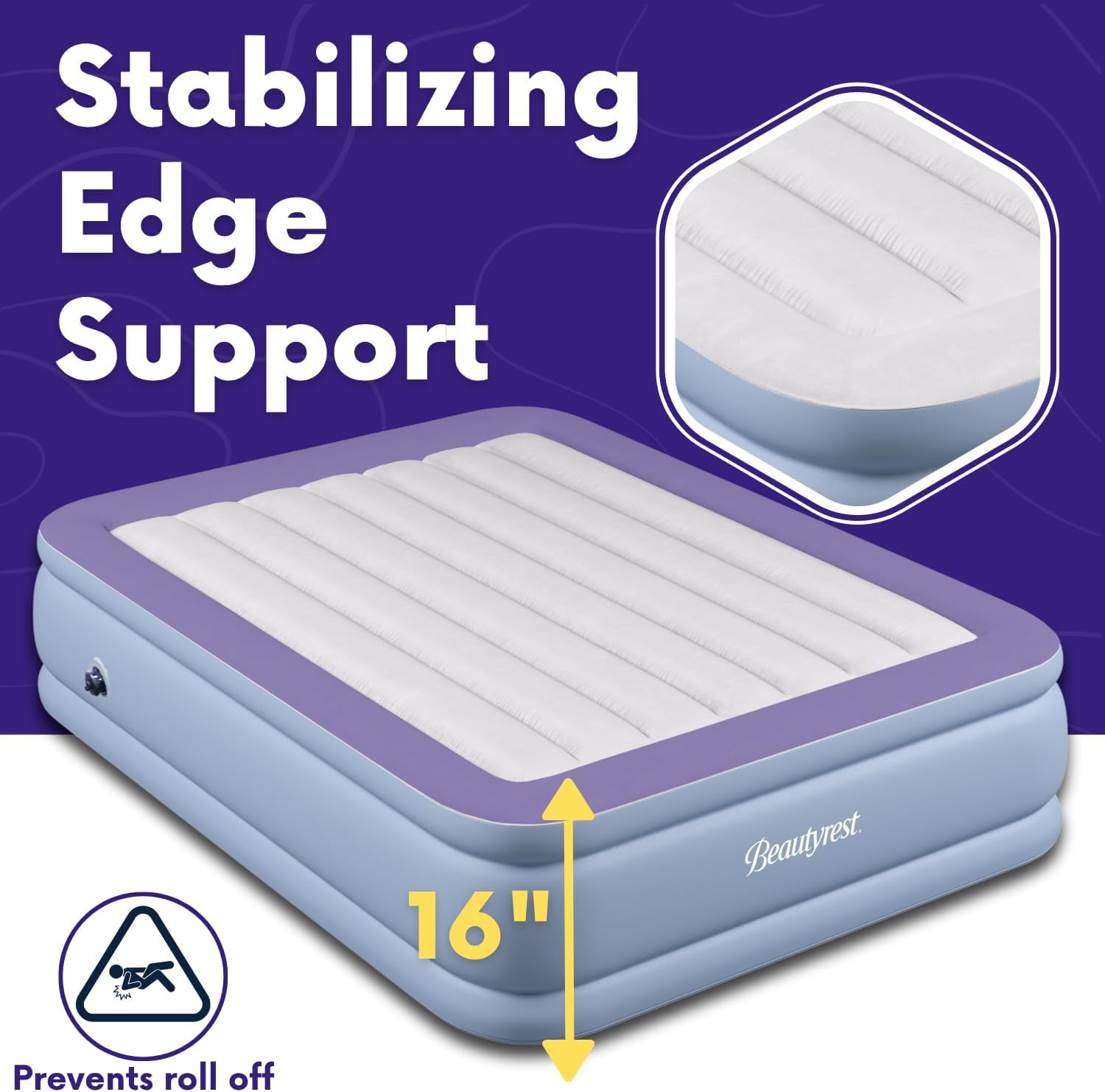 Beautyrest Hi Loft 16" Full Size Air Mattress with External Pump - Blow up Air Bed 1-Year Warranty - Image 2