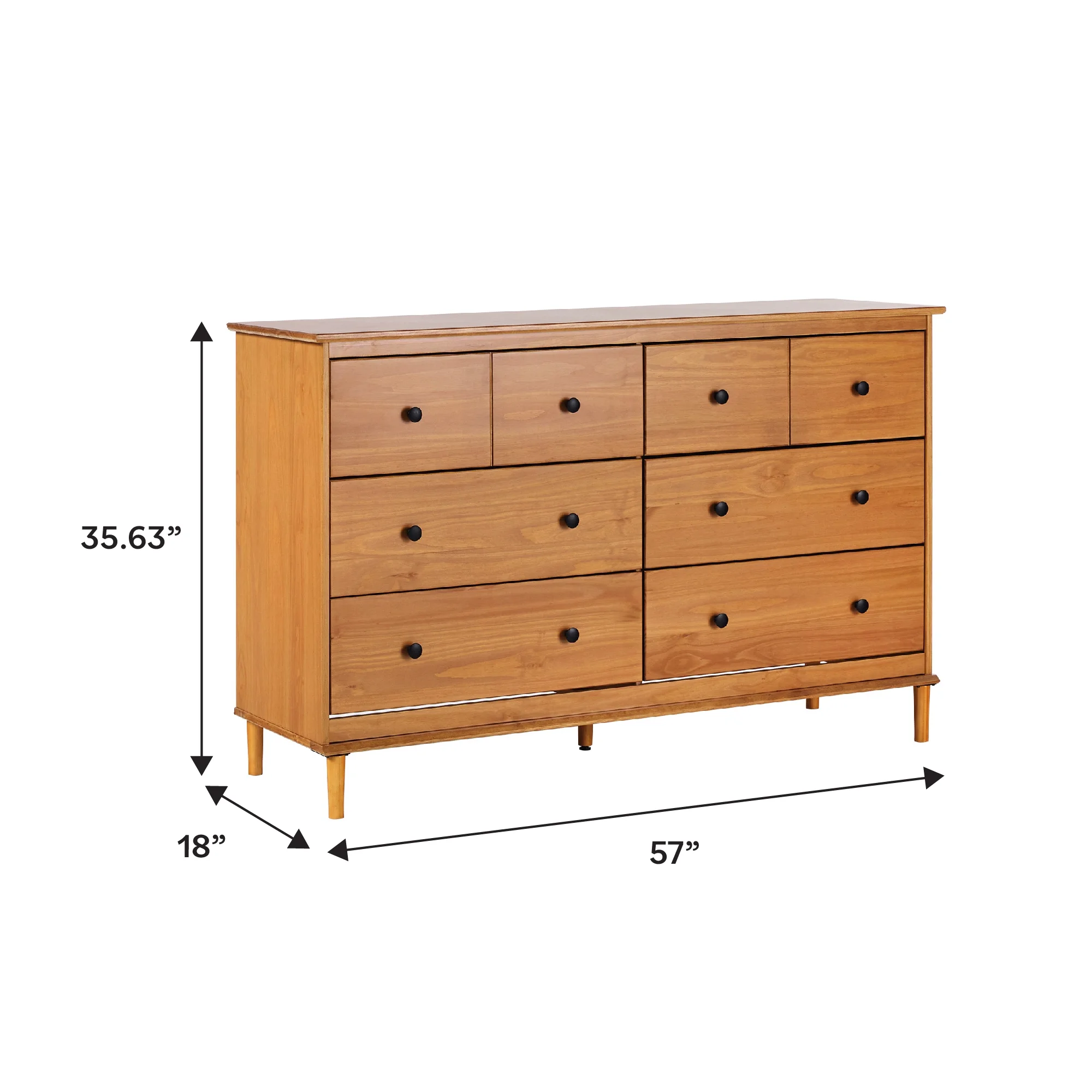 Walker Edison Mid-Century Modern 6-Drawer Solid Wood Dresser, Caramel - Image 7