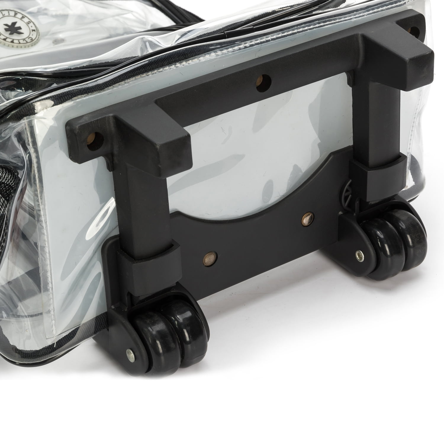 K-Cliffs Unisex Rolling Clear Backpack Heavy Duty PVC See-thru Daypack School Luggage with Wheels, Black - Image 4