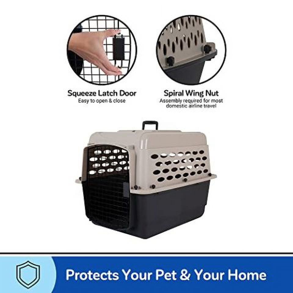 Petmate Vari Medium Plastic Portable Dog Kennel Airline Friendly Pet Carrier, 32" for Pets 30-50 lb, Taupe/Black - Image 3