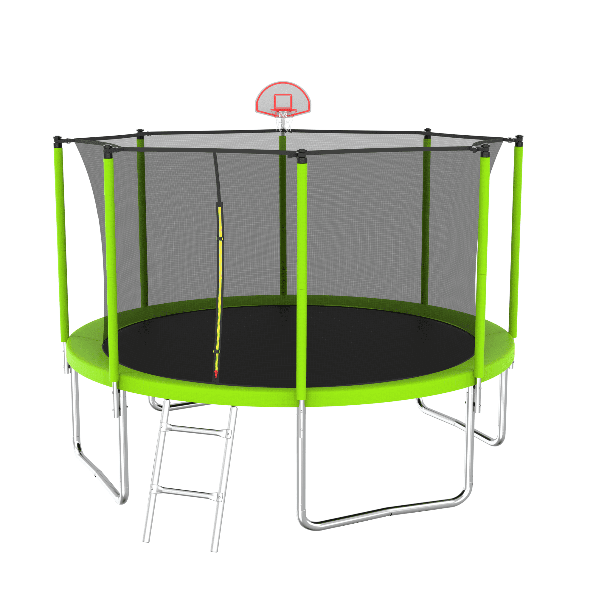 12FT Trampoline for Kids,Outdoor Trampoline with Basketball Hoop,Heavy-Duty Trampoline with Safety Enclosure Net,Green - Image 5