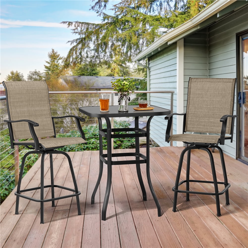 Renwick Outdoor 31.5" x 31.5" x 40.5" Square Metal Bistro Table with Tabletop, Black - Image 9