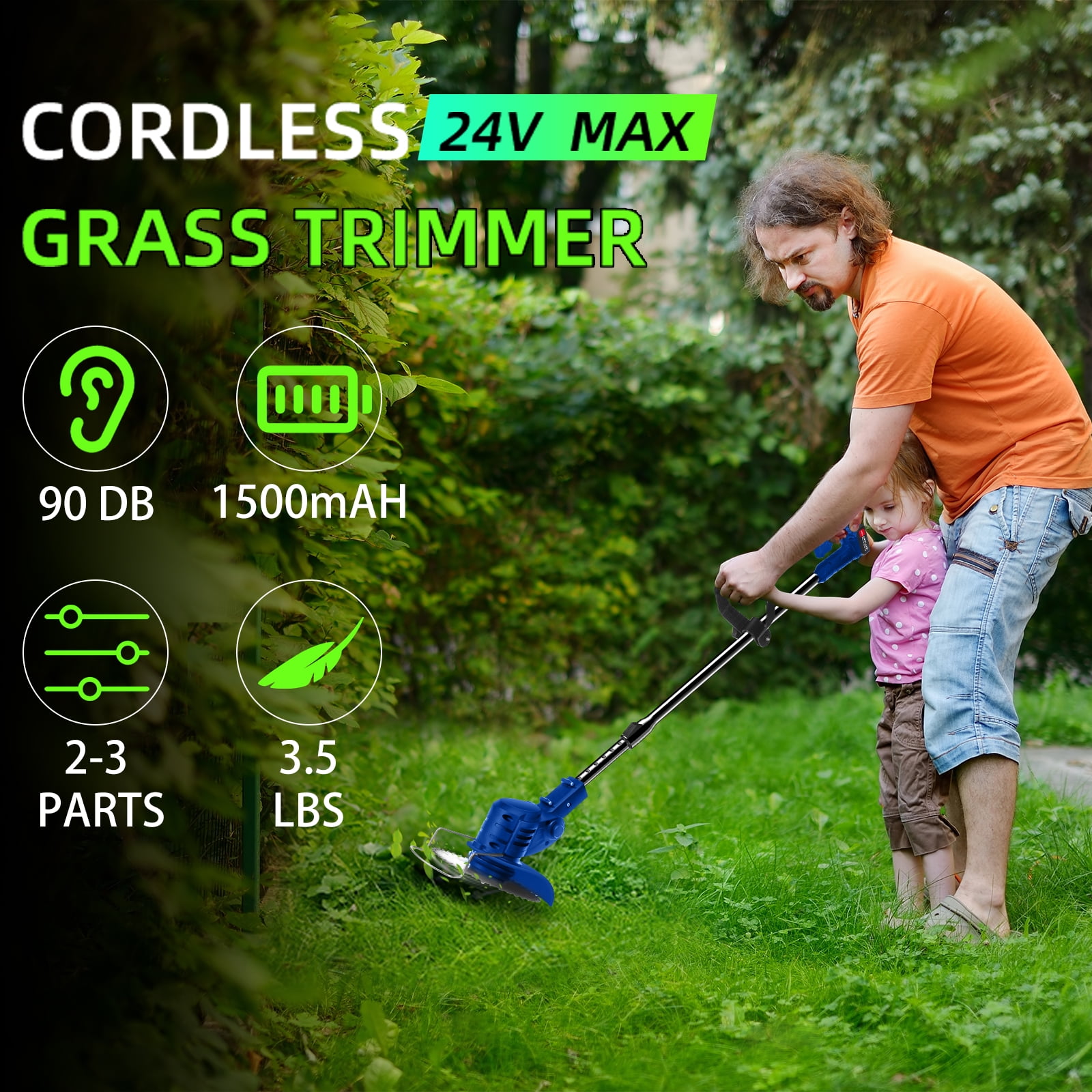 Paddsun Electric Weed Eater Lawn Edger Cordless Grass String Trimmer Cutter 24V &Battery - Image 11