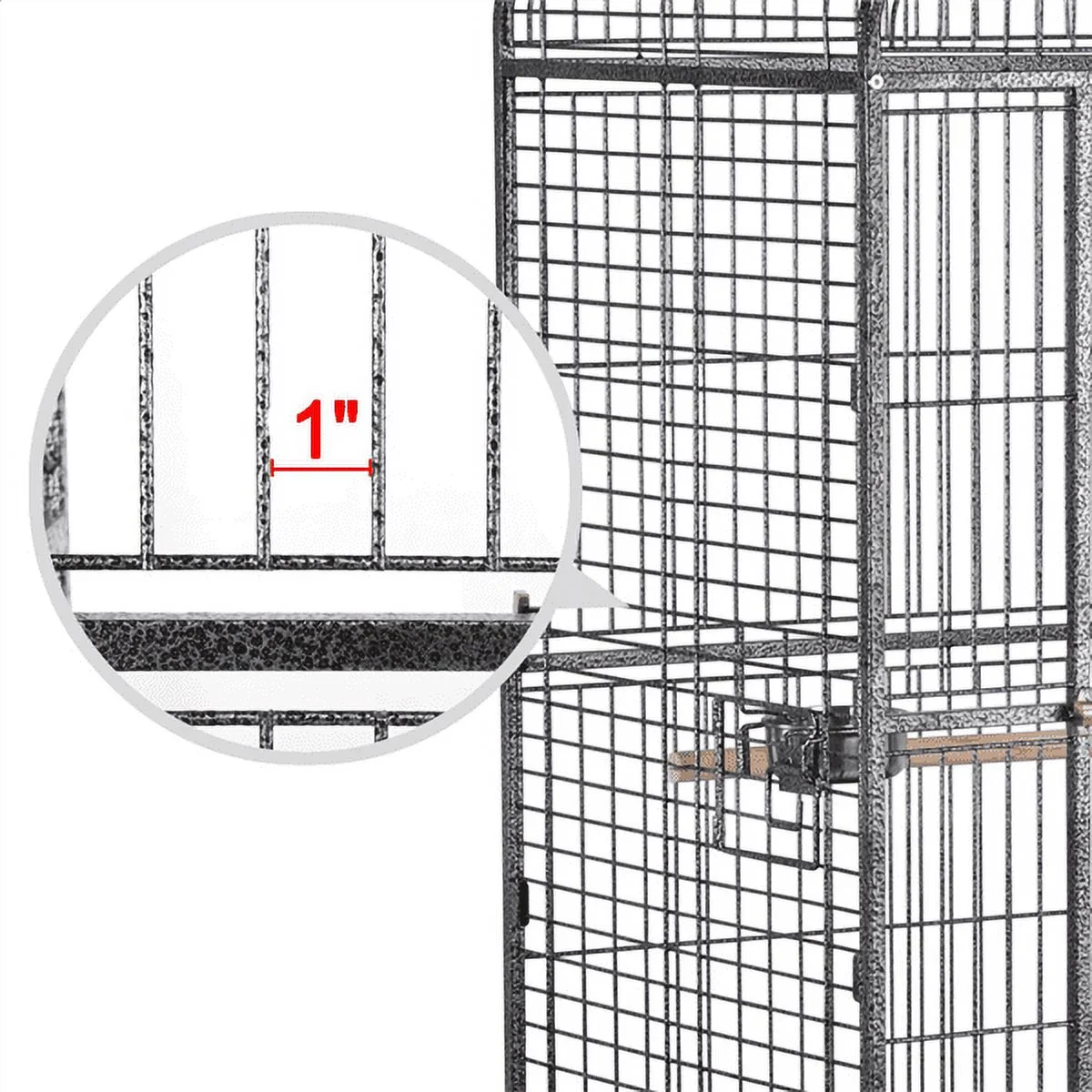 Renwick 63'' H Open Playtop Rolling Metal Bird Cage with Stand, Black - Image 5