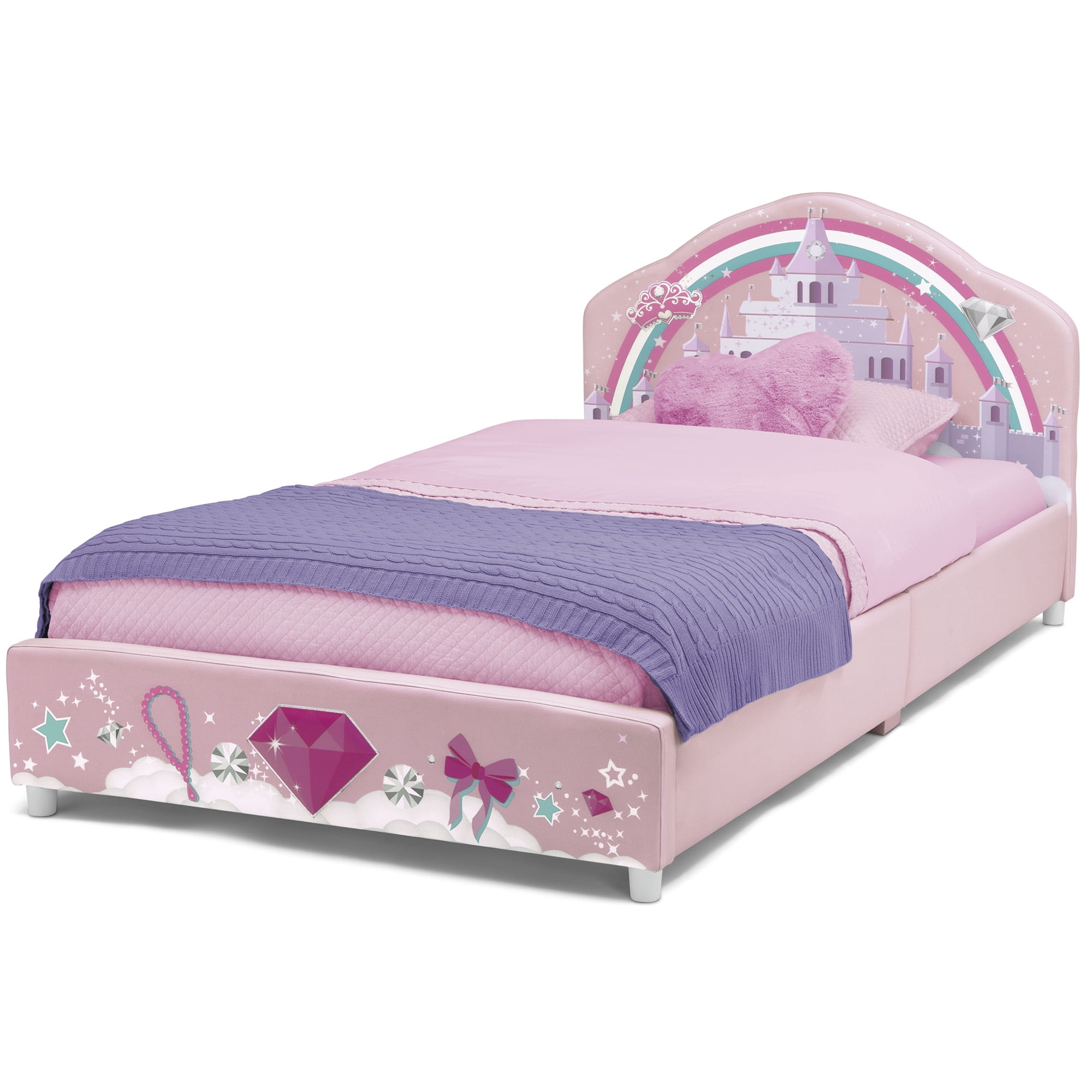Delta Children Princess Upholstered Twin Bed, Pink - Image 7