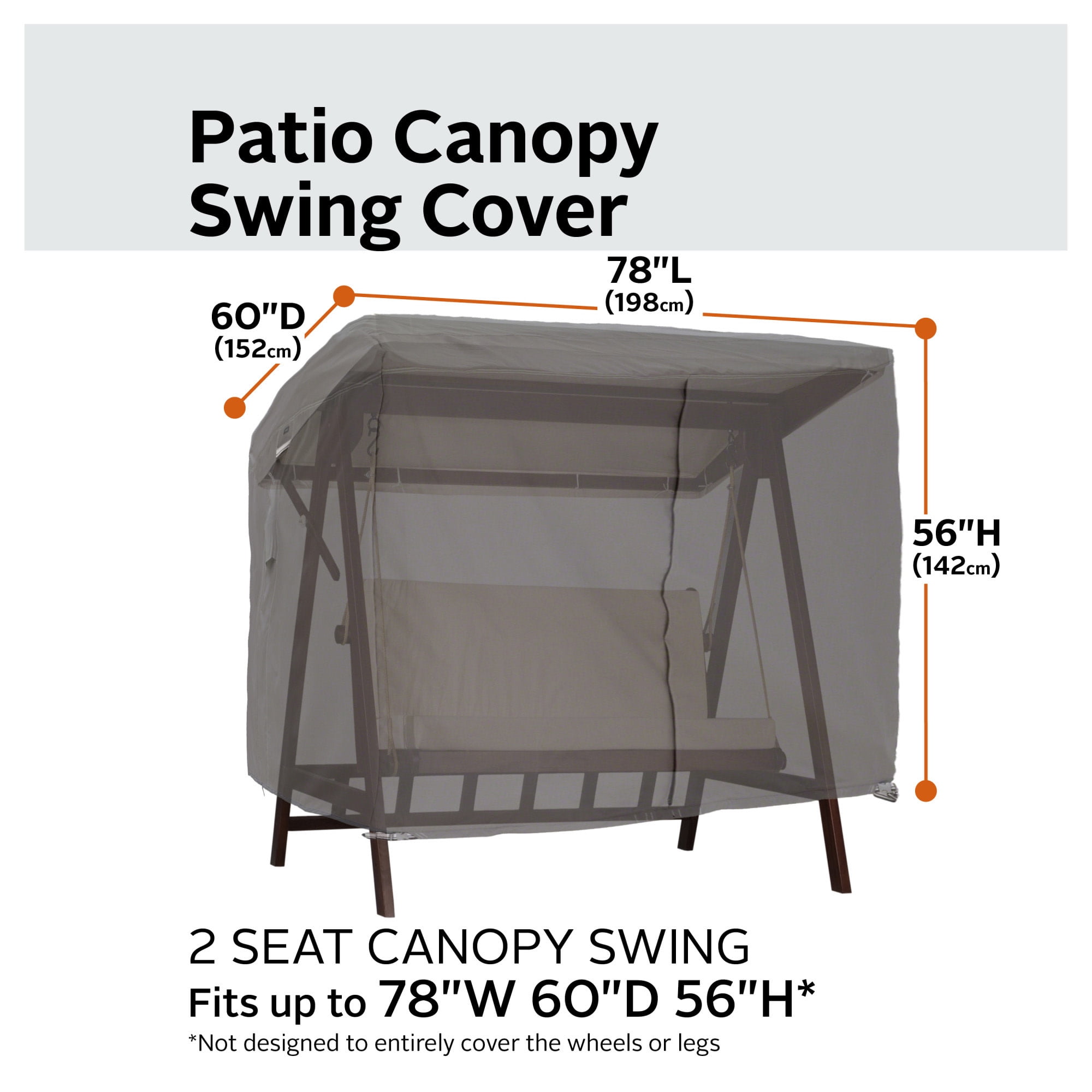 Classic Accessories Ravenna® Patio Canopy Swing Cover - Premium Outdoor Furniture Cover with Water Resistant Fabric (55-170-015101-EC) - Image 3