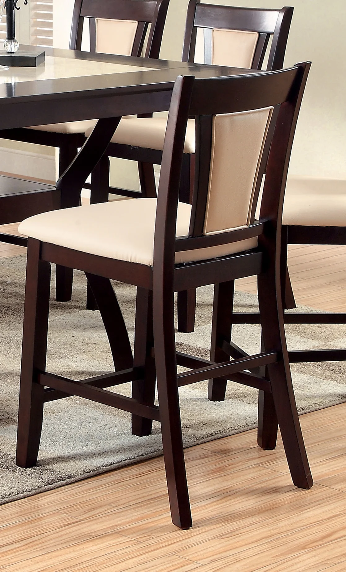 Aulnois Transitional Counter Height Dining Chairs, Ivory, Set of 2 - Image 2