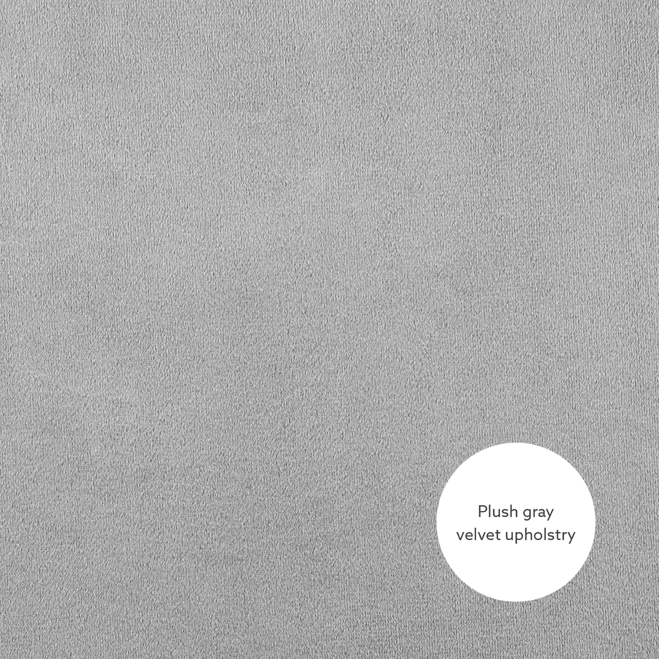 Linon Alondra Mid Back Velvet Office Chair with Adjustable Height and Swivel, Gold/Gray - Image 8