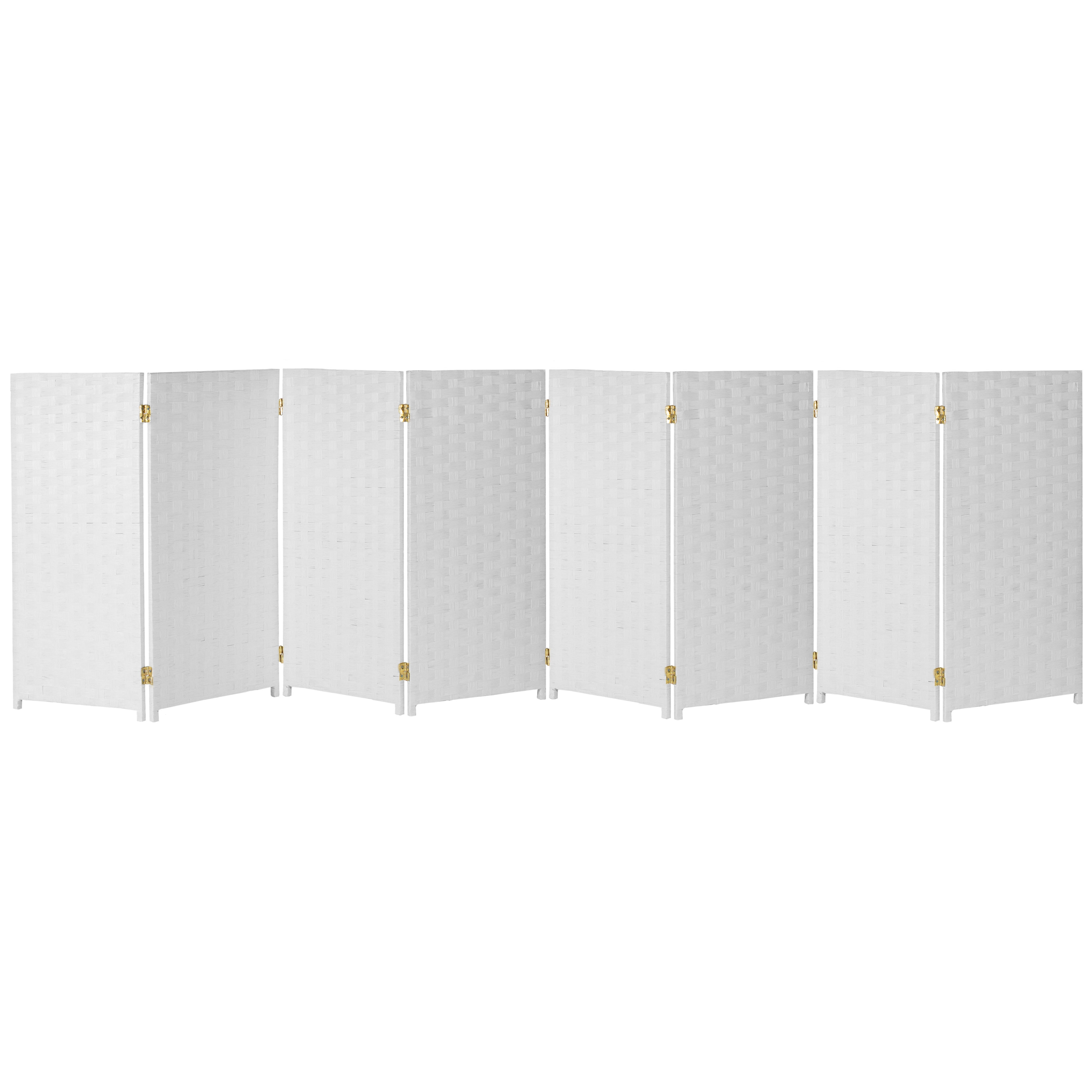 Red Lantern 3 ft. Short Woven Fiber Folding Screen - White - 8 Panel - Image 2