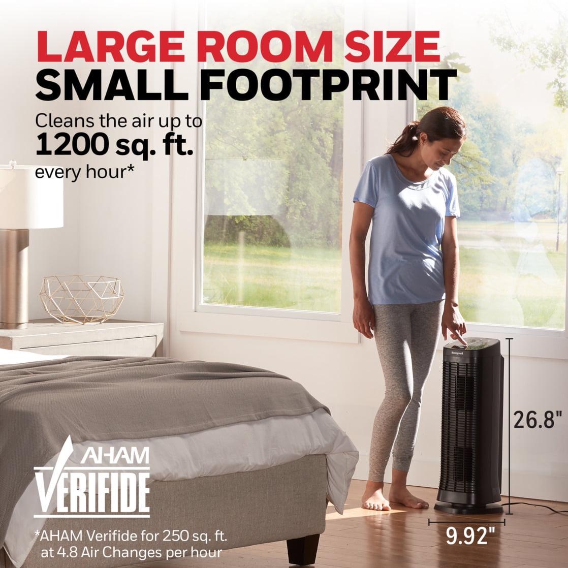 Honeywell Air Purifier with Permanent Filter for Home, 1208 sqft Rooms in 1 hour, Reduces Dust, Pollen, Pet Dander, Odors, Smoke, Washable Filters, Black, HFD320 - Image 7