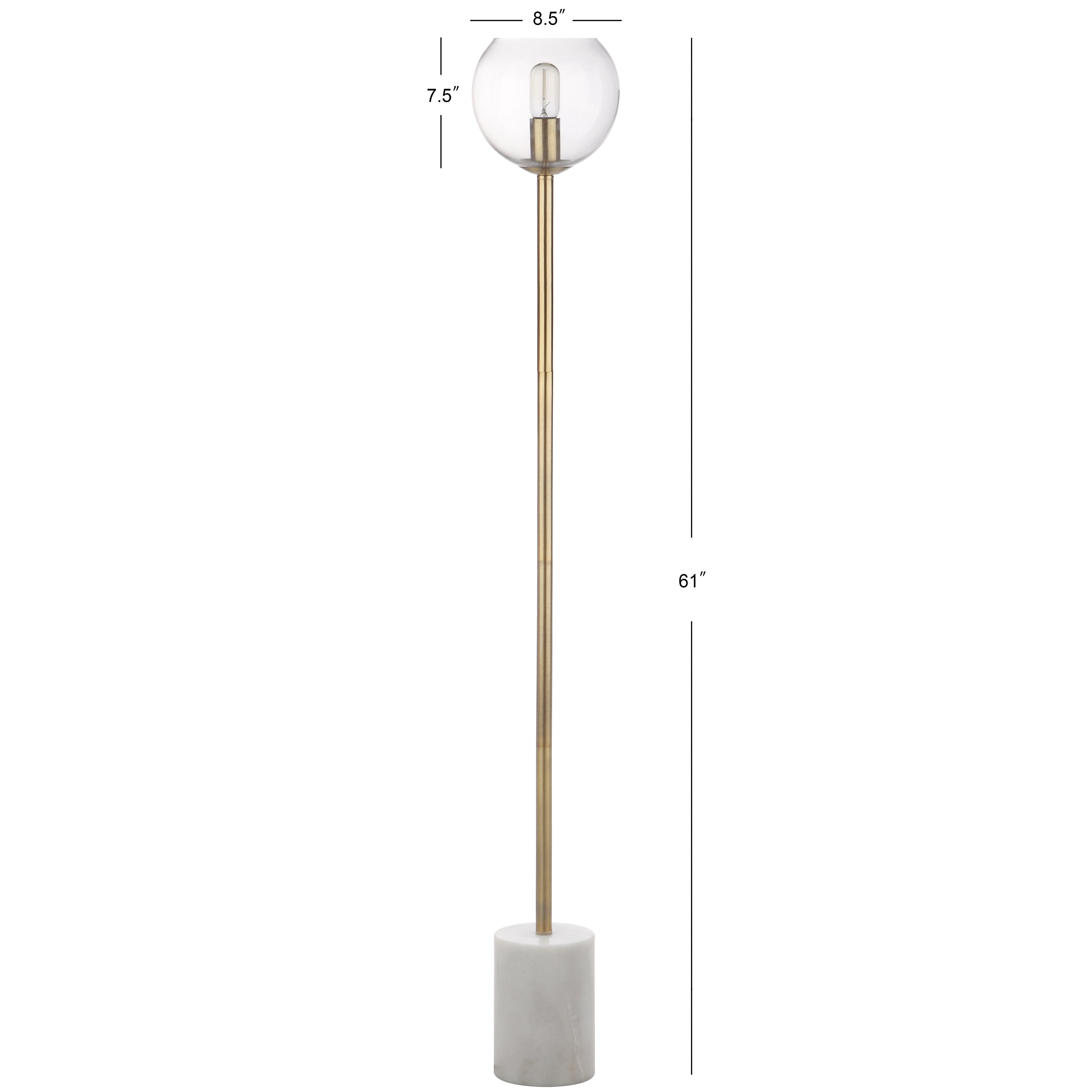 Safavieh Bradley 61 in. H Modern Glam Floor Lamp, White/Brass Gold - Image 4