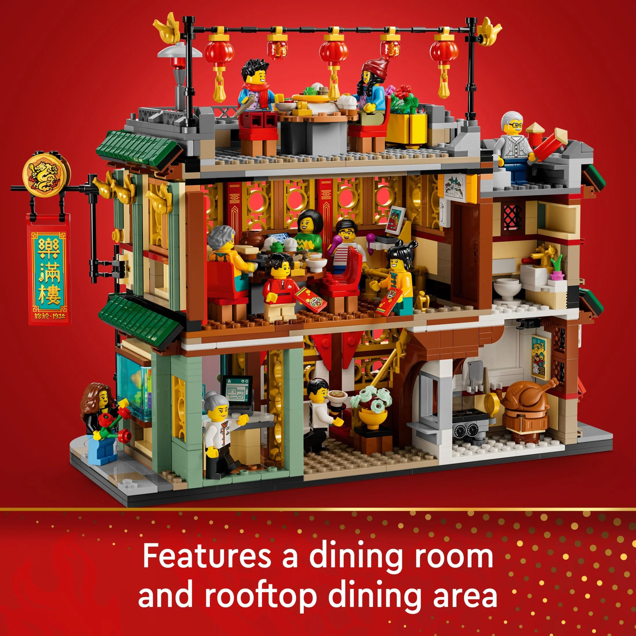 LEGO Spring Festival Family Reunion Celebration Building Toy for Kids, Restaurant Playset with Toy Kitchen and 13 Minifigures for Pretend Play, Family Gift Set for Boys and Girls Ages 8 and Up, 80113 - Image 2