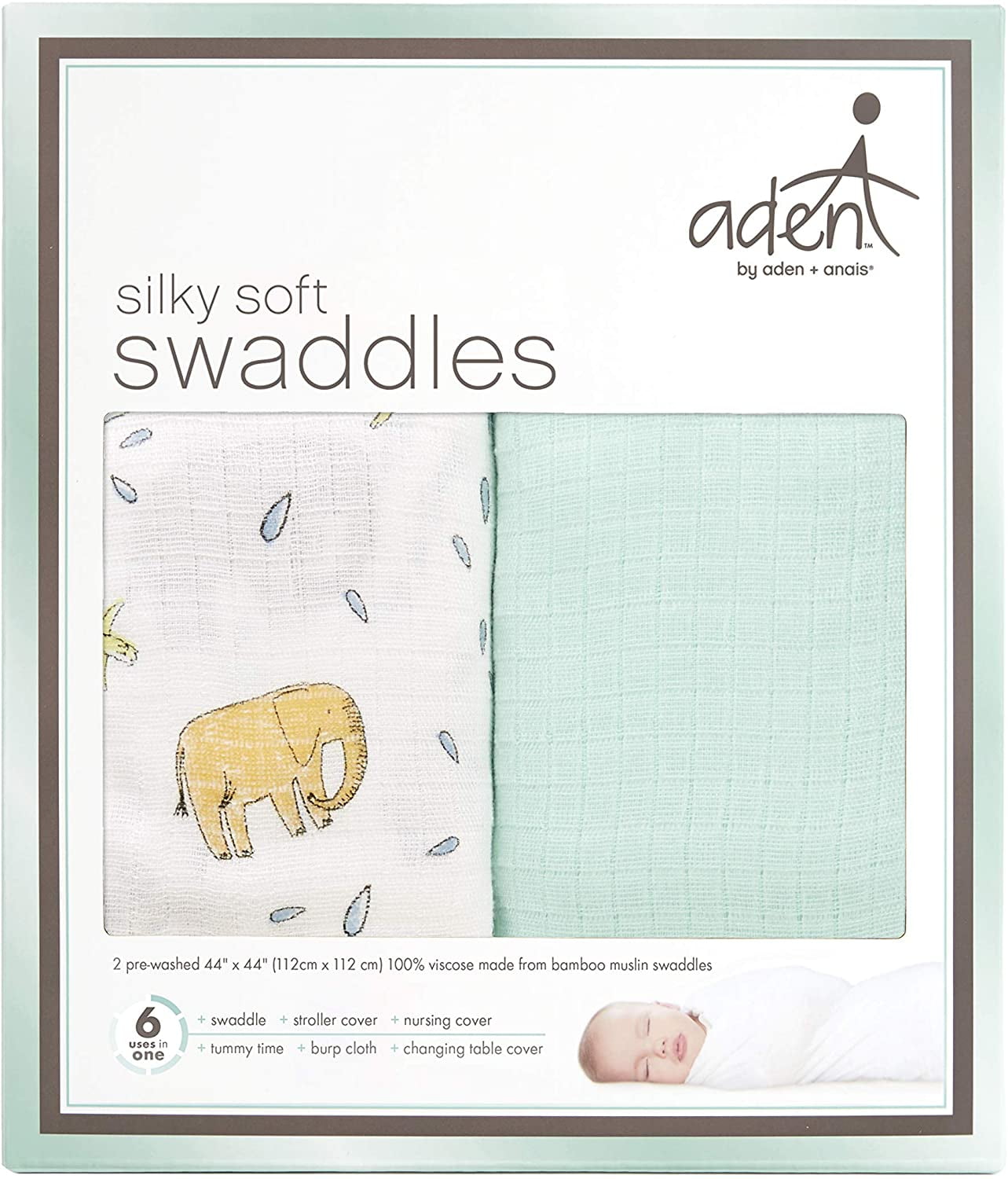 aden by aden + anais Silky Soft Swaddles, Ellie Parade and White, 2 pk - Image 2