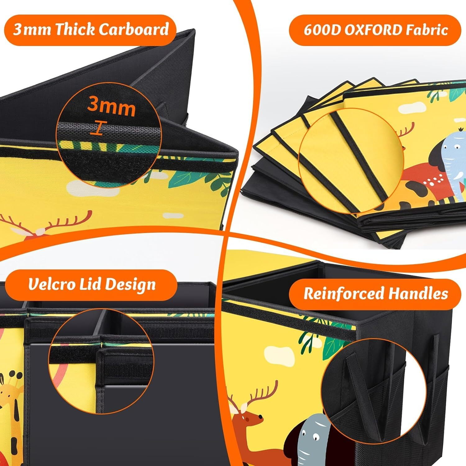 PAFOLO Large Children Toy Storage Chest: Collapsible and Sturdy Organizer with Lids for Kids' Toys, Closet,/Space Use, Yellow Oxford fabric - Image 5