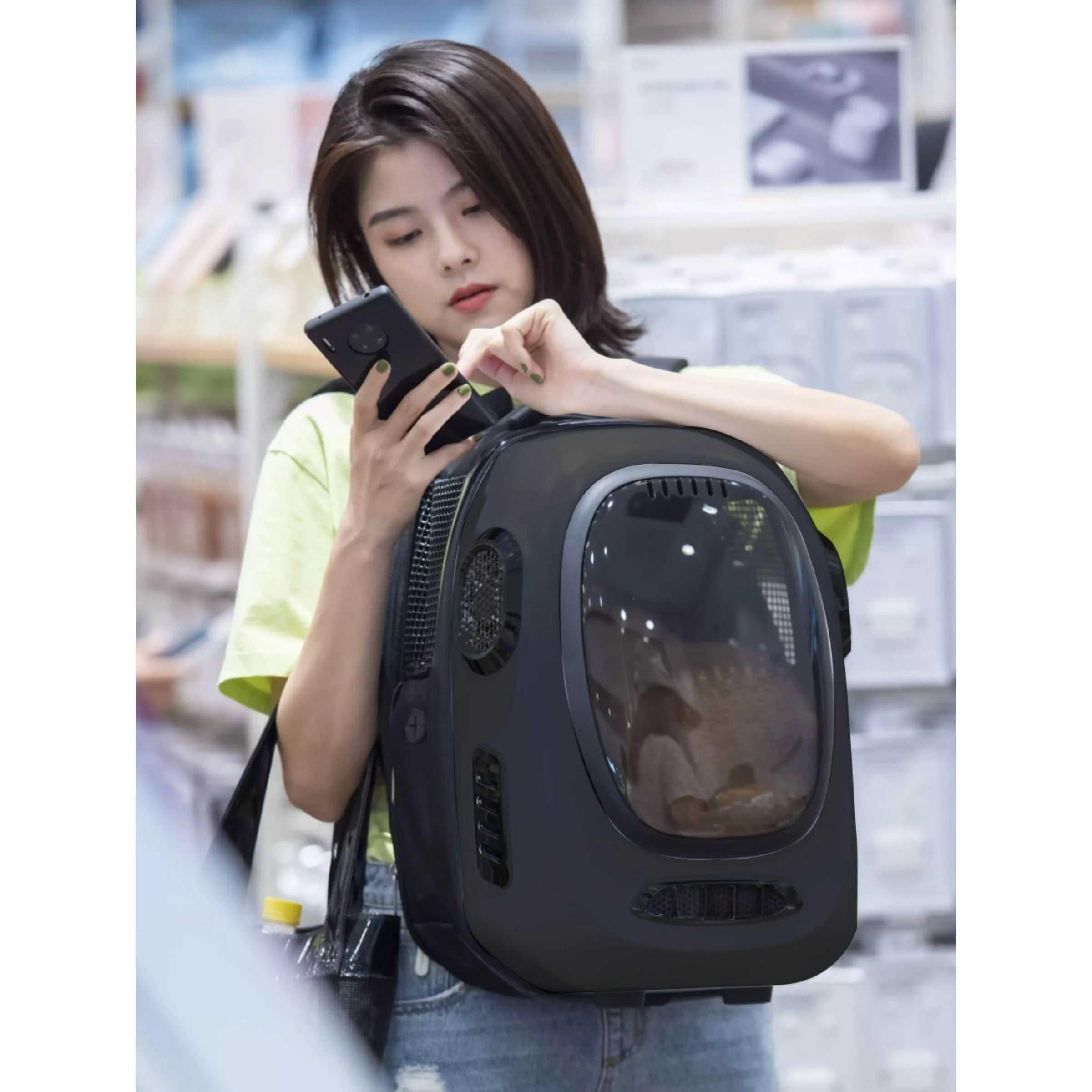 INSTACHEW Trekpod Smart Pet Carrier with Breathable Fan for Cats and Small Dogs for Walk Outdoors for Hike Up to 17lbs, Comfortable Ventilated Hard-Sided Cat Carrier Travel Backpack, App-Enabled,Black - Image 7