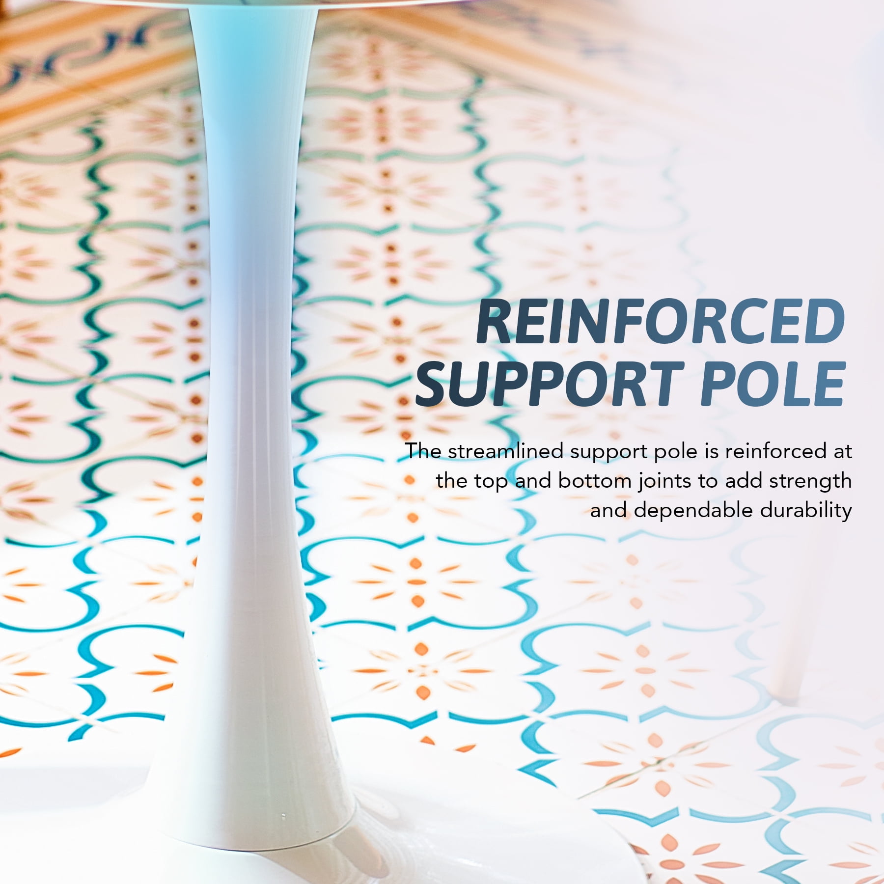 Bestco 32 Inch Round Kitchen & Dining Room Table w Marble Desktop Tulip Pedestal, White - Image 5