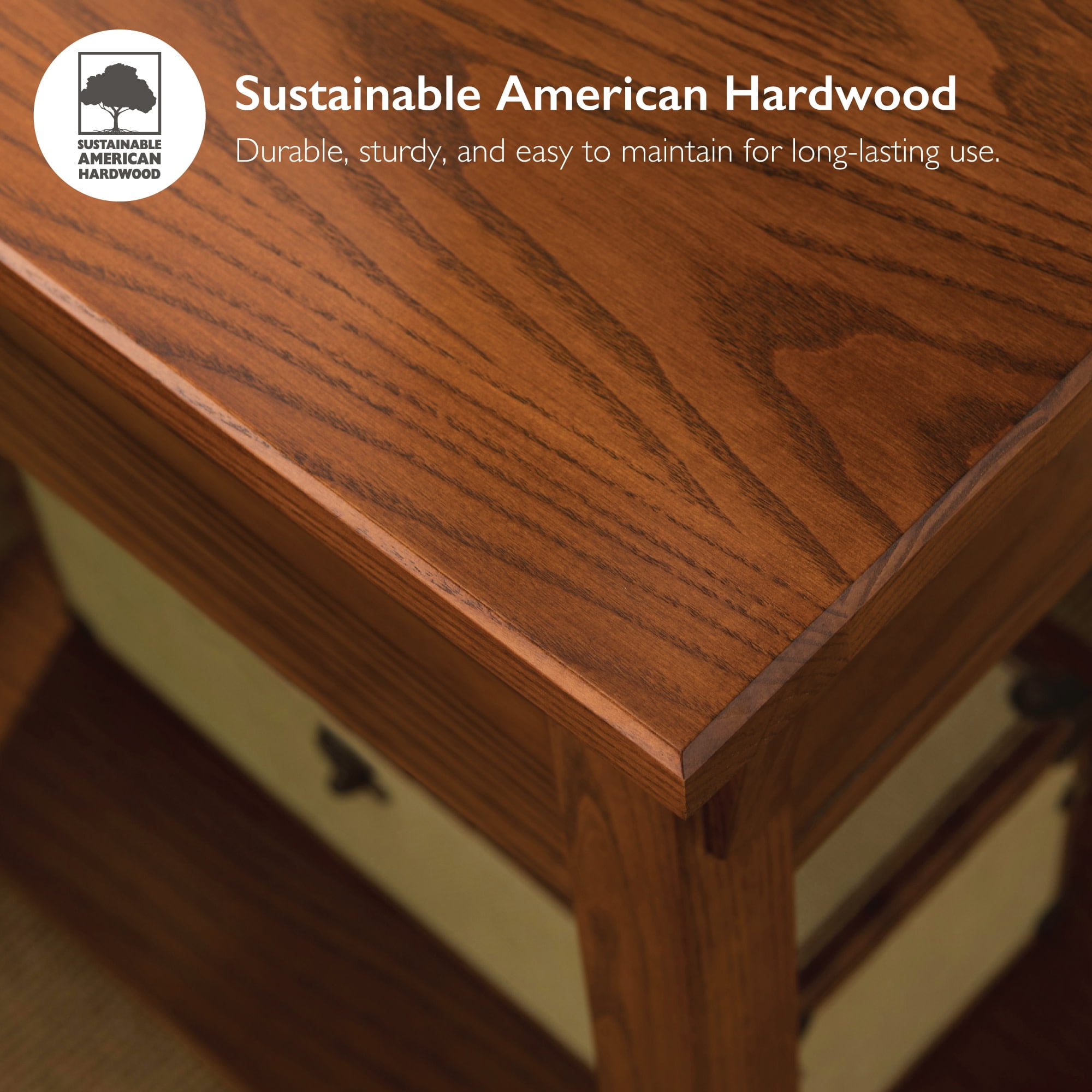 Leick Home Solid Wood Mission End Table with Locking Secret Compartment, Russet Finish - Image 4