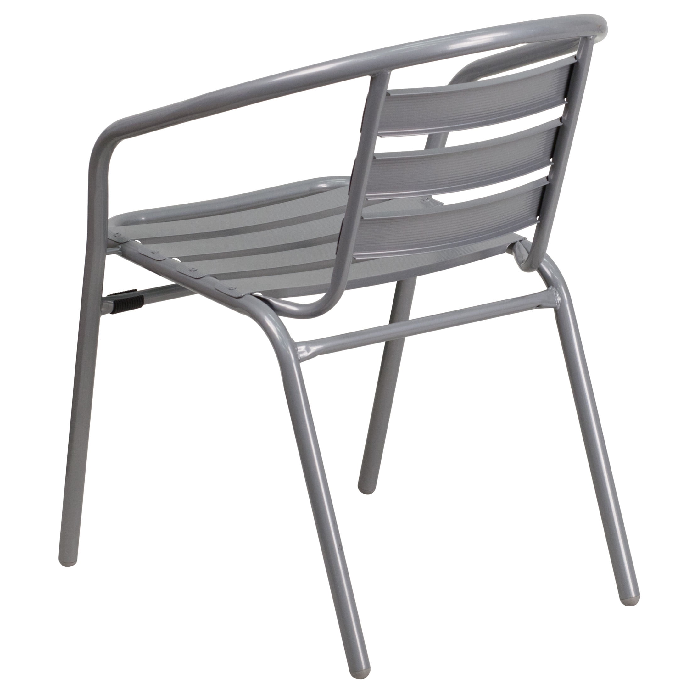 Flash Furniture Lila Silver Metal Restaurant Stack Chair with Aluminum Slats - Image 9