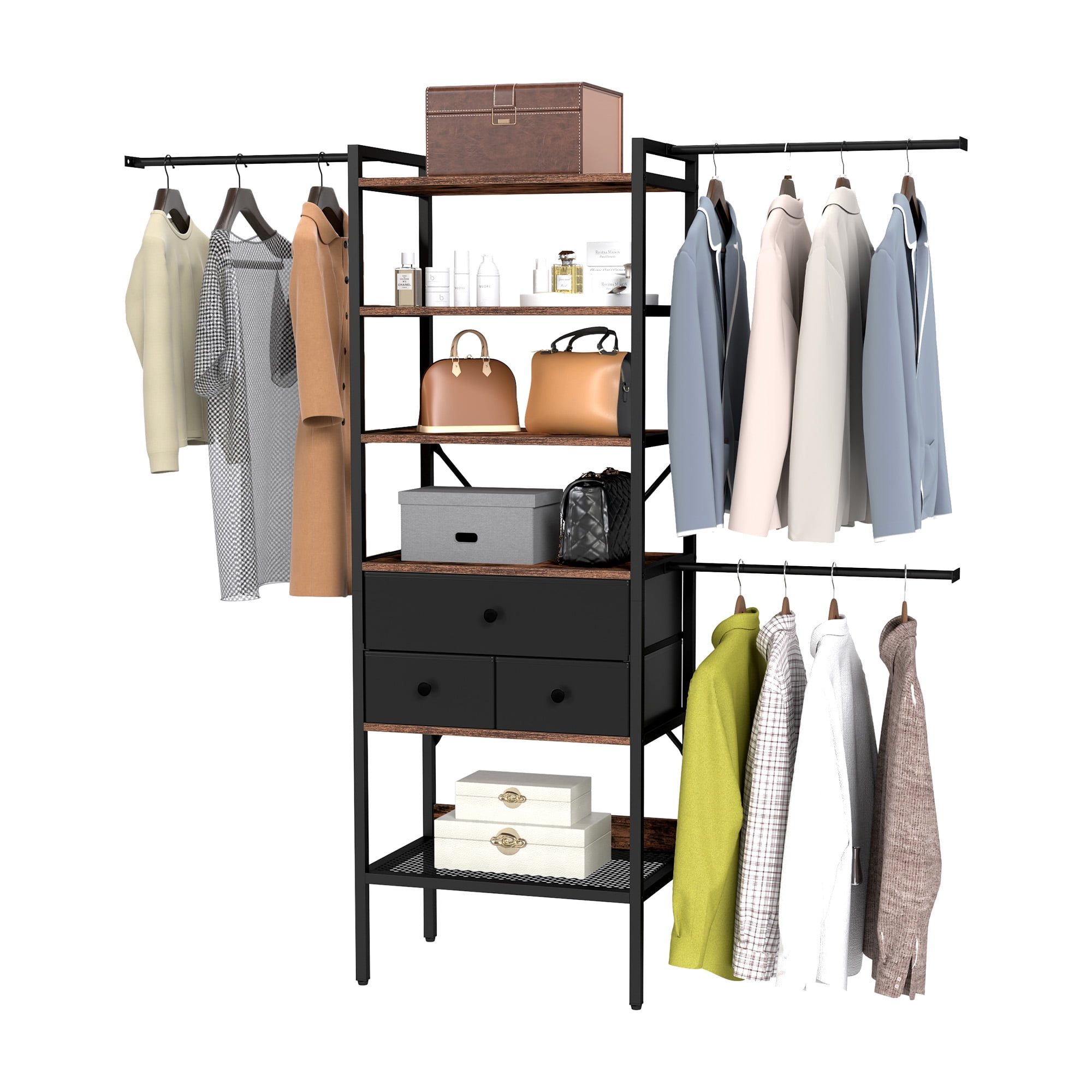 Uforic Closet System,Clothes Rack with 3 Drawers, Heavy Duty Garment Rack for Cloakroom Bedroom, Black - Image 3