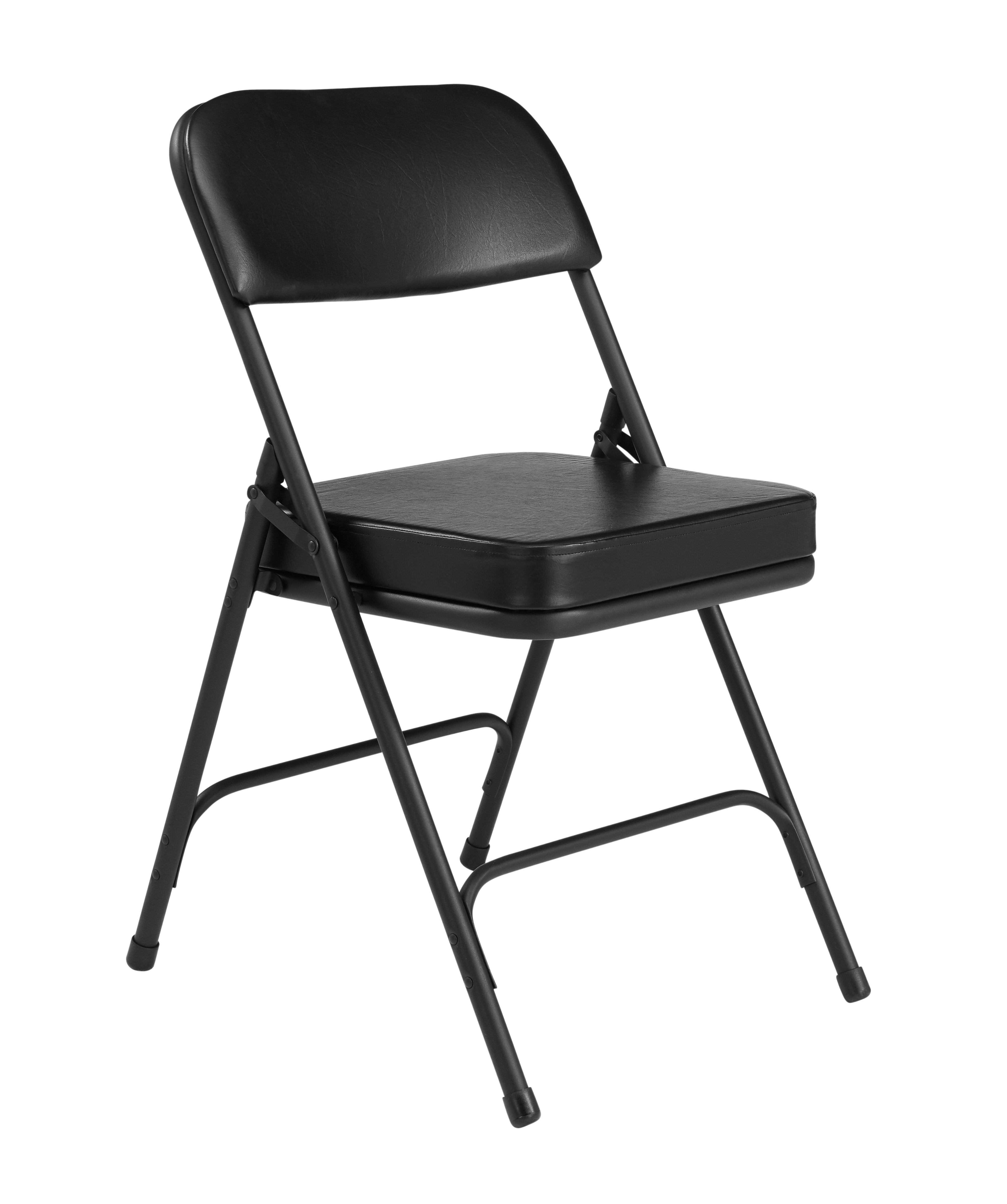 (2 Pack) NPS 3200 Series Premium 2" Vinyl Upholstered Double Hinge Folding Chair, Black - Image 3