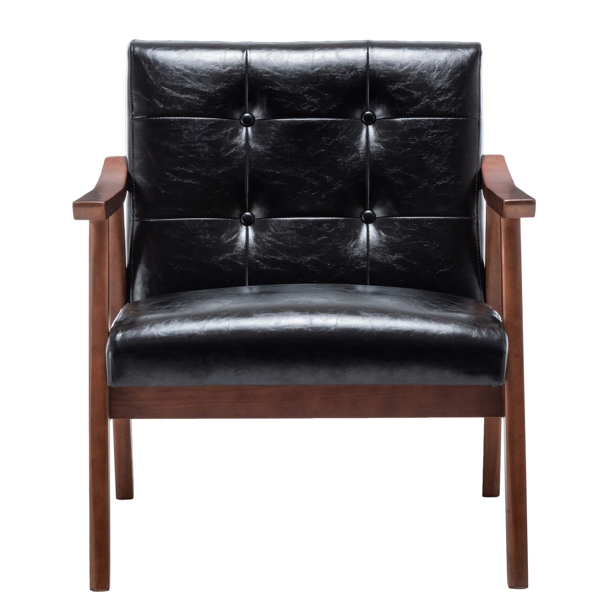 Convenience Concepts Take a Seat Natalie Accent Chair, Black Faux Leather/Espresso - Image 4