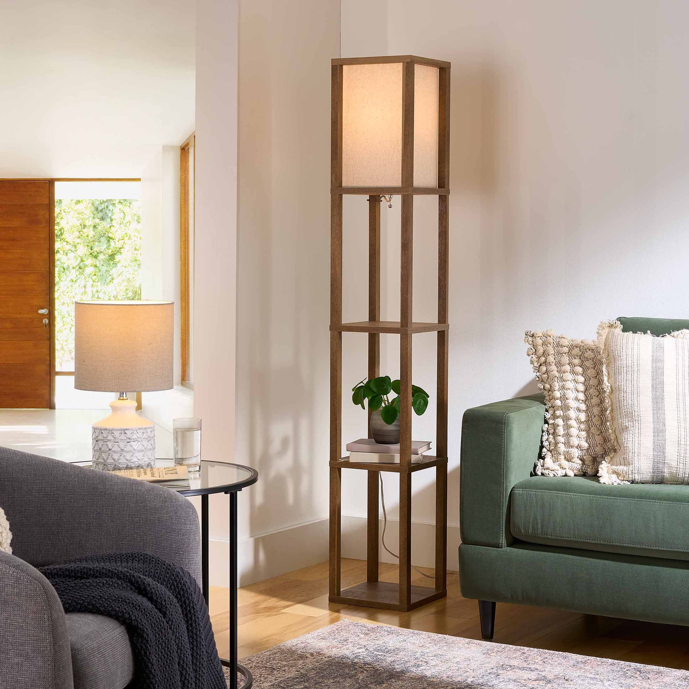 Better Homes & Gardens 62.25" Modern Pull Chain Weathered Floor Lamp with Natural Square Shade - Image 3