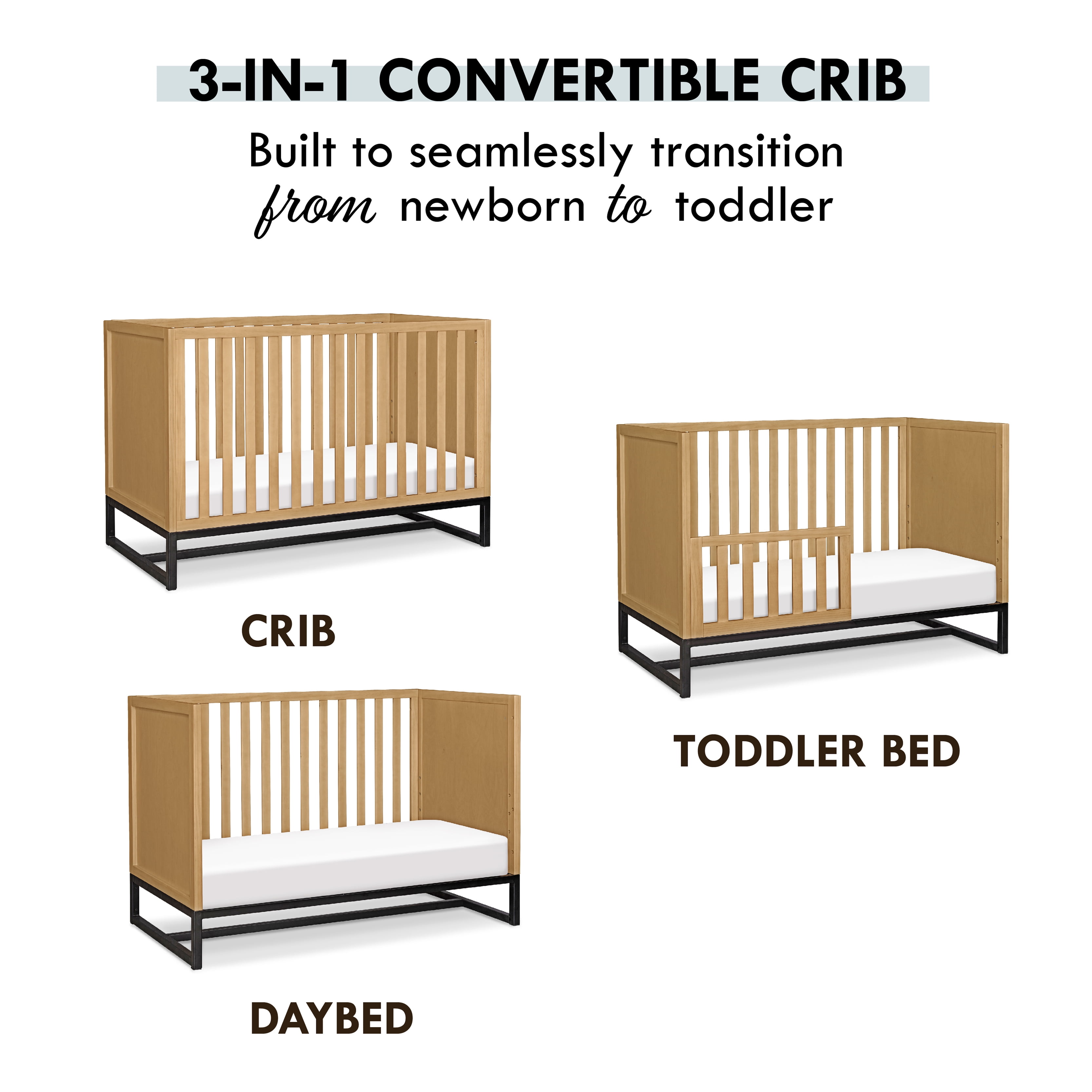 DaVinci Ryder 3-in-1 Convertible Crib in Honey - Image 4