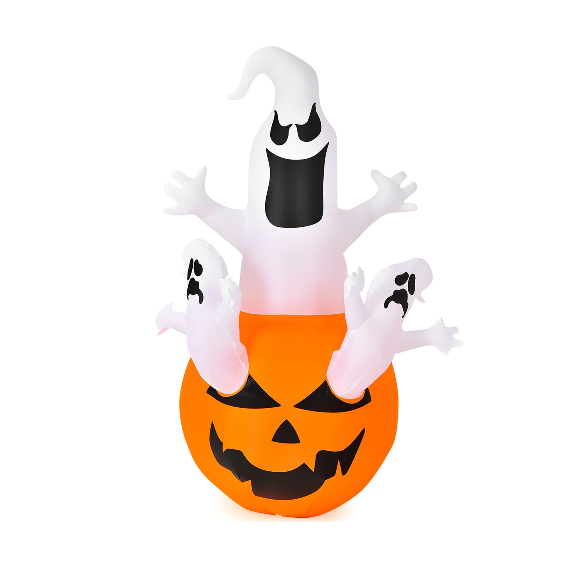 Gymax Ghost in Pumpkin Halloween Yard Inflatable, with Built-in LED Lights 6' - Image 2