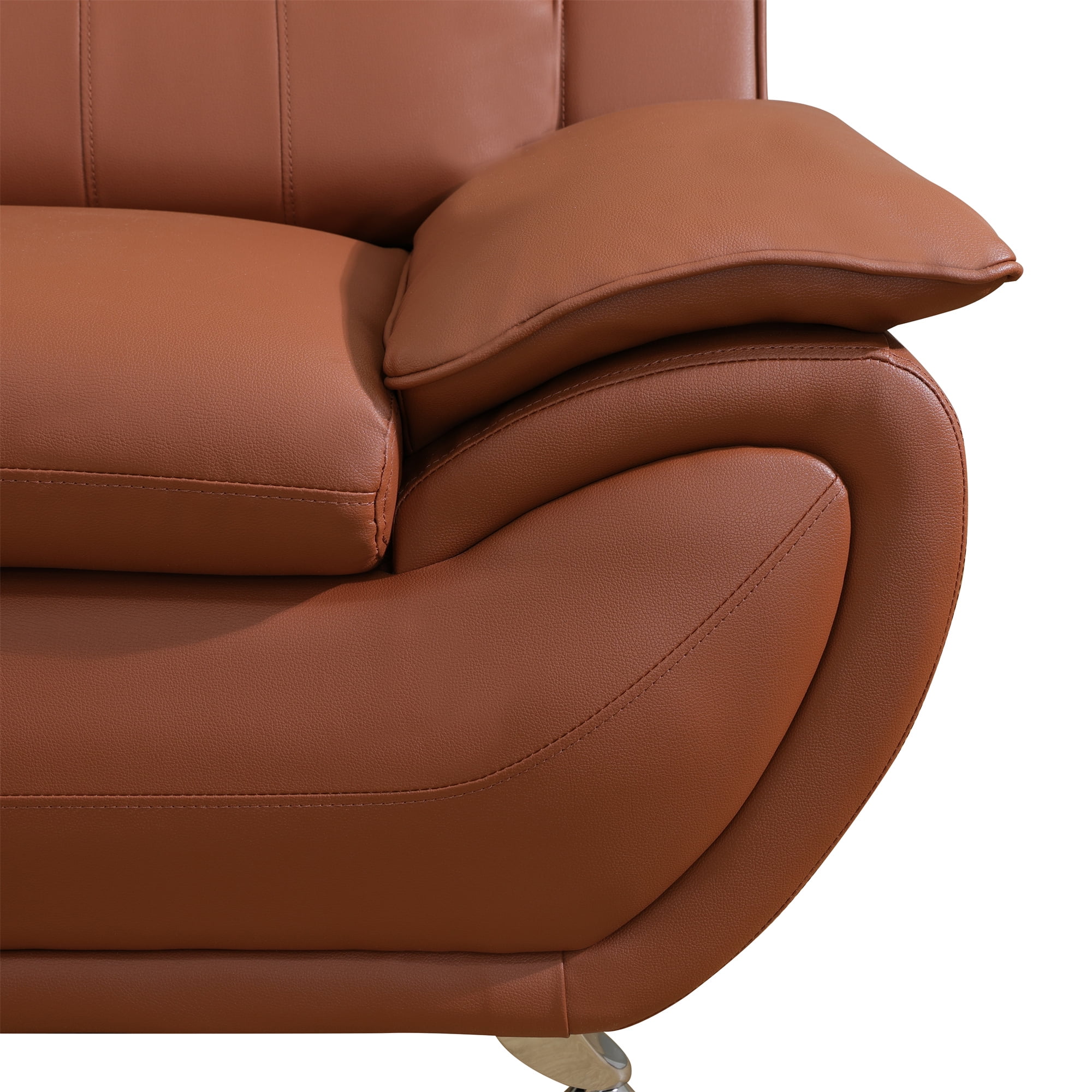 Aukfa 3 Piece Sofa Set - 79" Upholstered 3 Seat Sofa Couch for Living Room Bedroom, Leather, Orange - Image 9