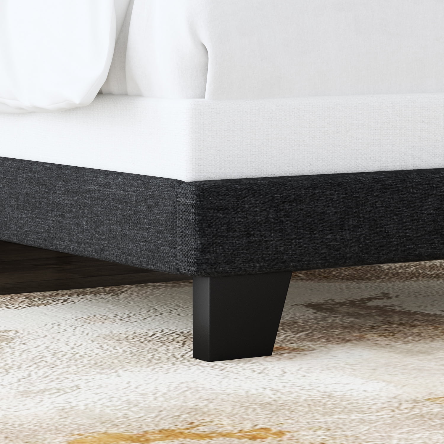 Allewie Queen Size Panel Platform Bed Frame with Adjustable High Upholstered Headboard, Grey - Image 8