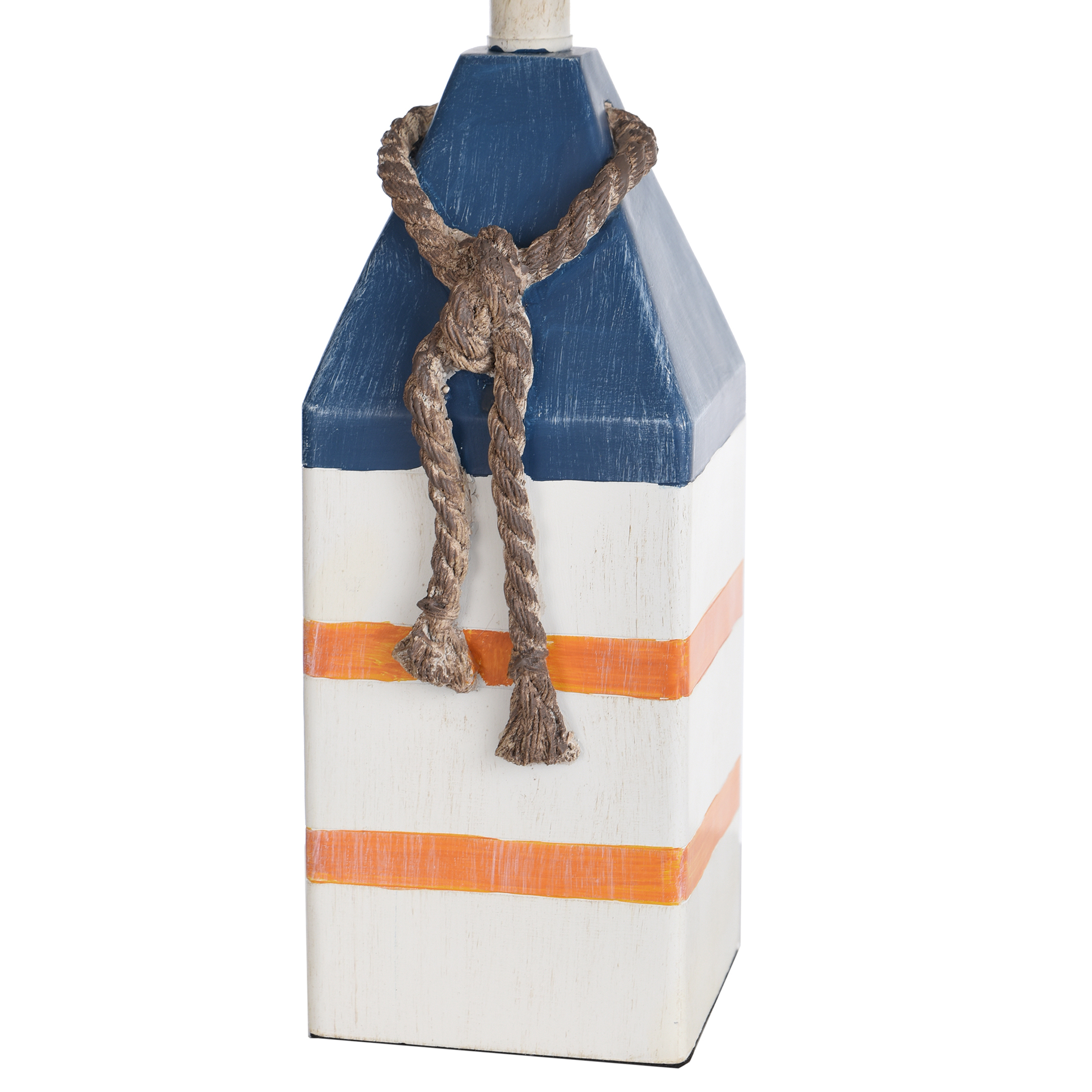 Table Lamp - Blue And Orange Stripe Finish - White Hardback Fabric Shade - Image 6