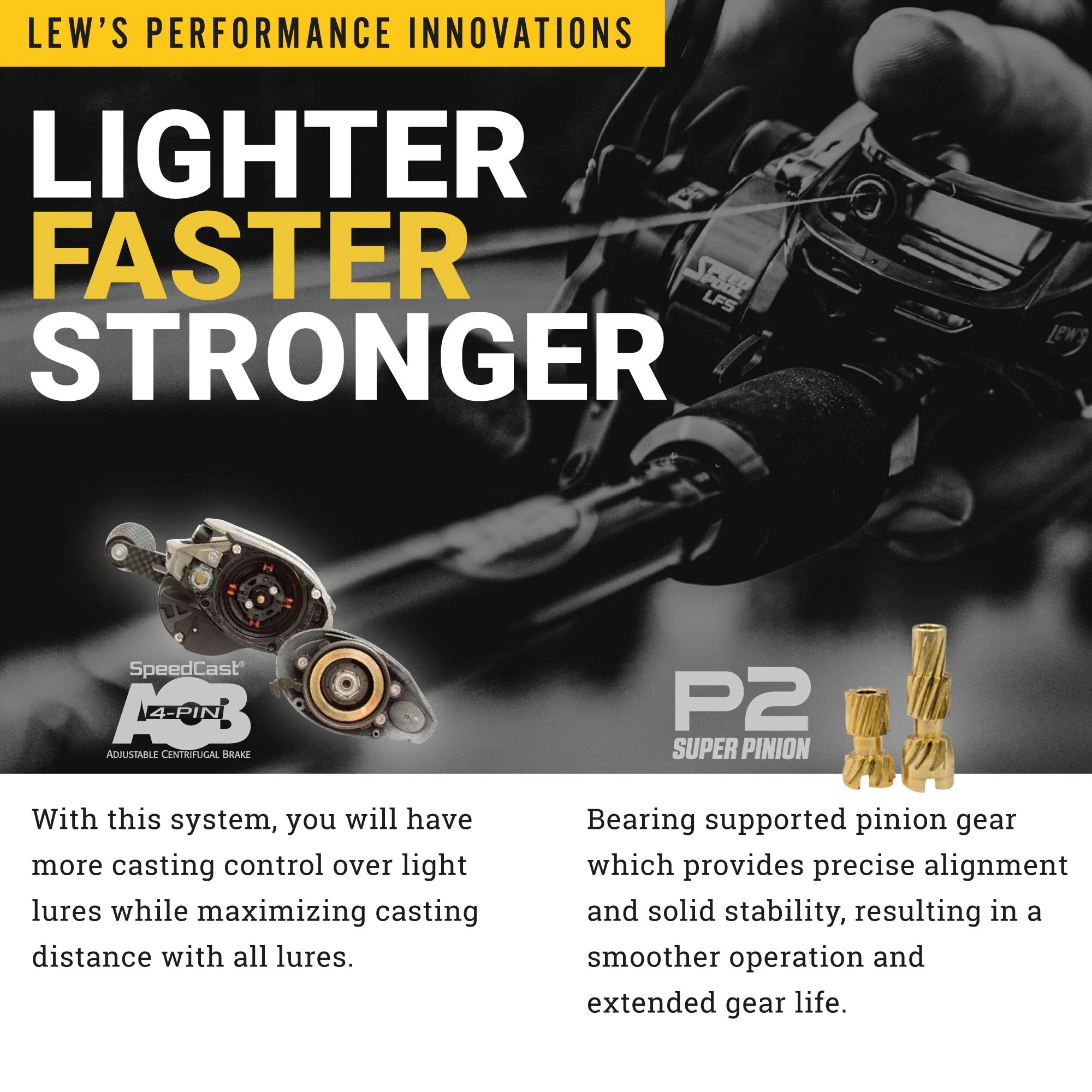 Lew's HyperSpeed Series Casting Reel, 9.5:1 Gear Ratio, Right-Hand Retrieve, Red - Image 3