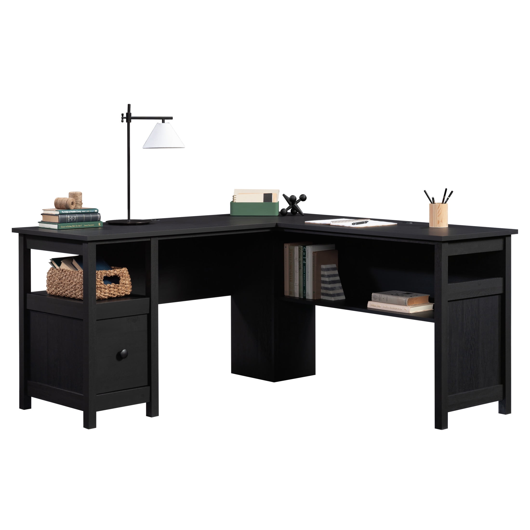 Sauder Dawson Trail L-Shaped Computer Desk, Raven Oak Finish - Image 10