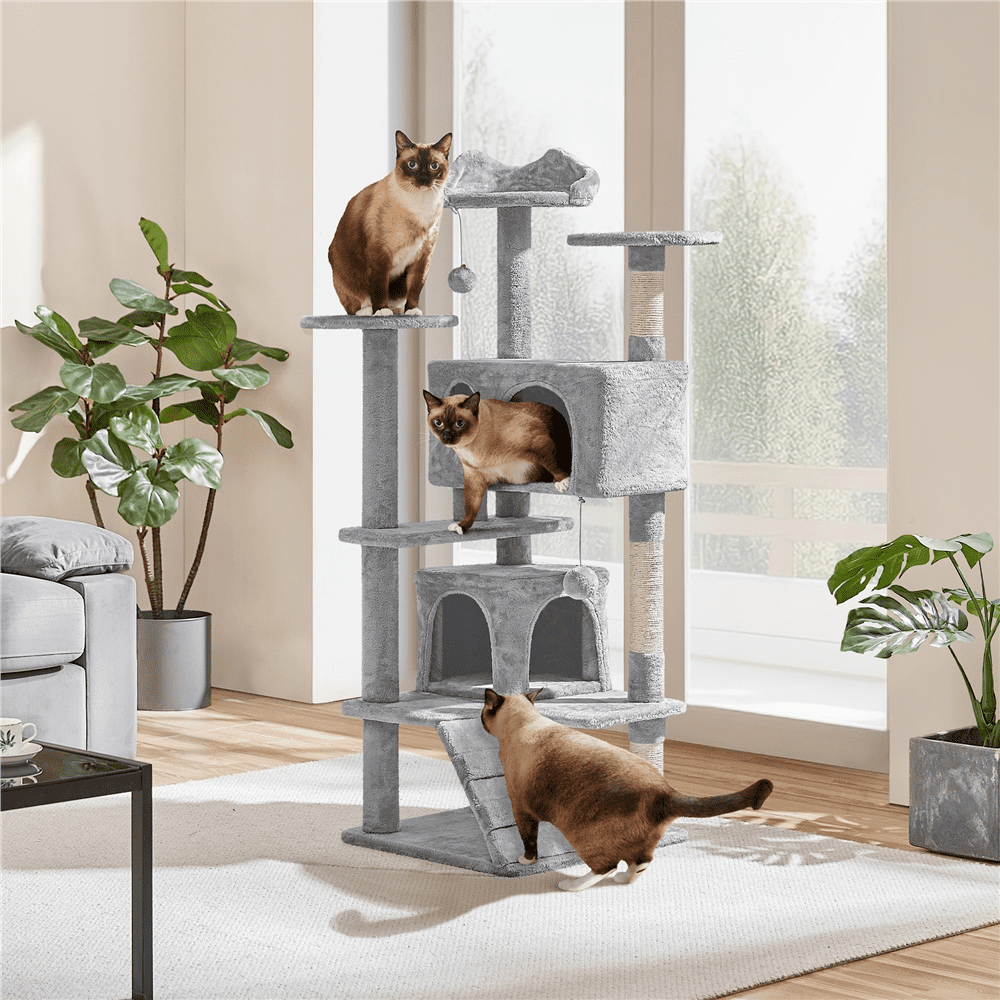 Renwick 54.5" Cat Tree Tower with Condos and Scratching Posts, Light Gray - Image 10