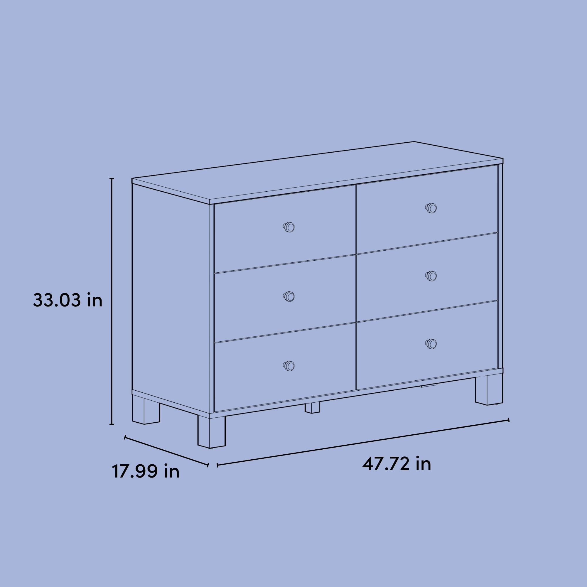 Storkcraft California 6 Drawer Nursery Wood Double Dresser, White with Driftwood - Image 8