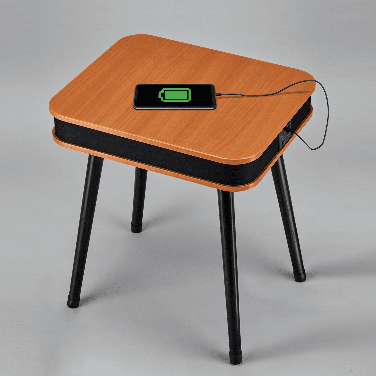 DPI DecorTech Rectangular End Table with Bluetooth Speaker and USB Charging Port, Walnut - Image 5