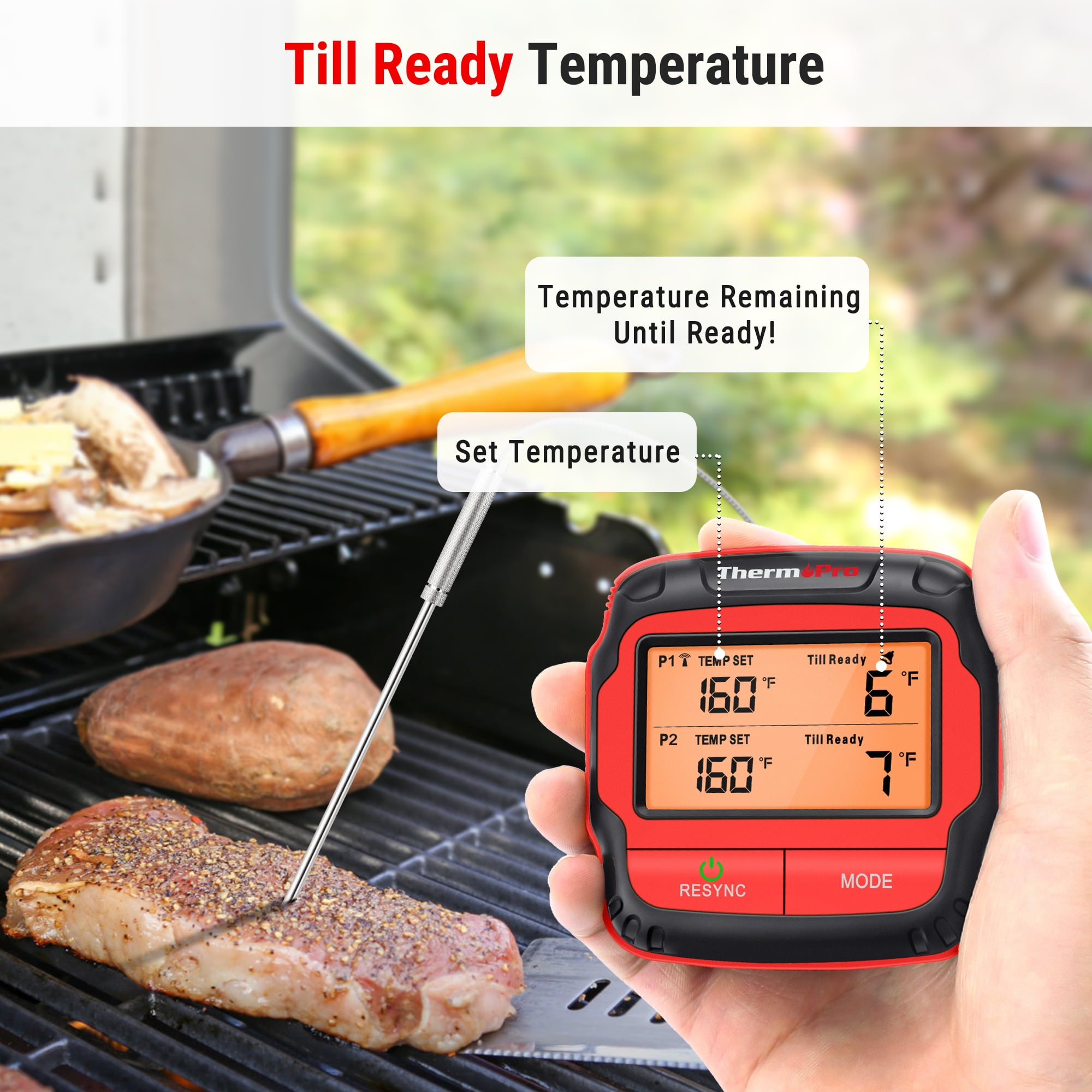 ThermoPro TP828BW 1000FT Wireless Meat Thermometer with Dual BBQ Probe, Grill Thermometer for Outside Grill, Meat Thermometer for Smoker Oven Grill - Image 3