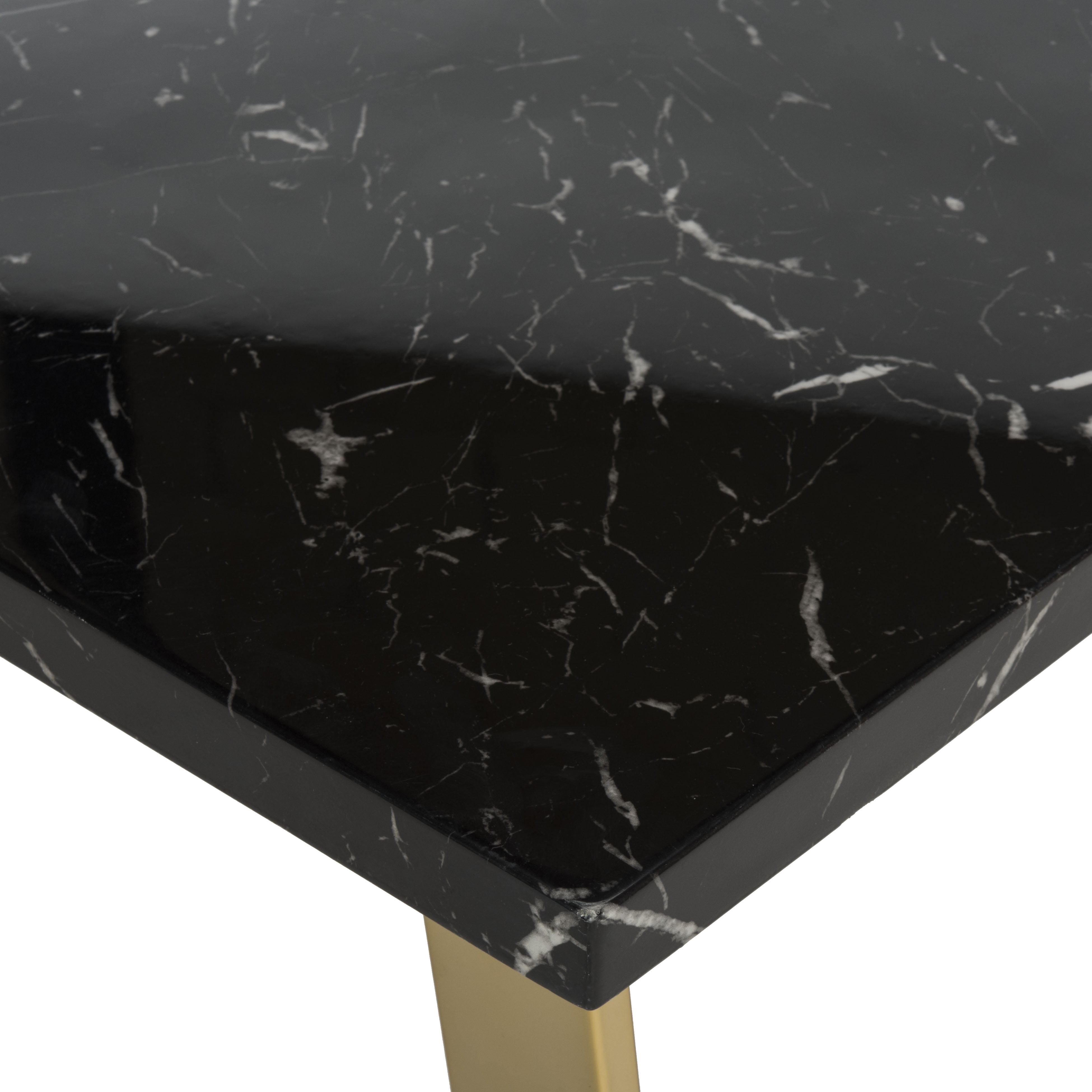 SAFAVIEH Carmen Modern Glam Square Coffee Table, Black Marblue/Brass - Image 3